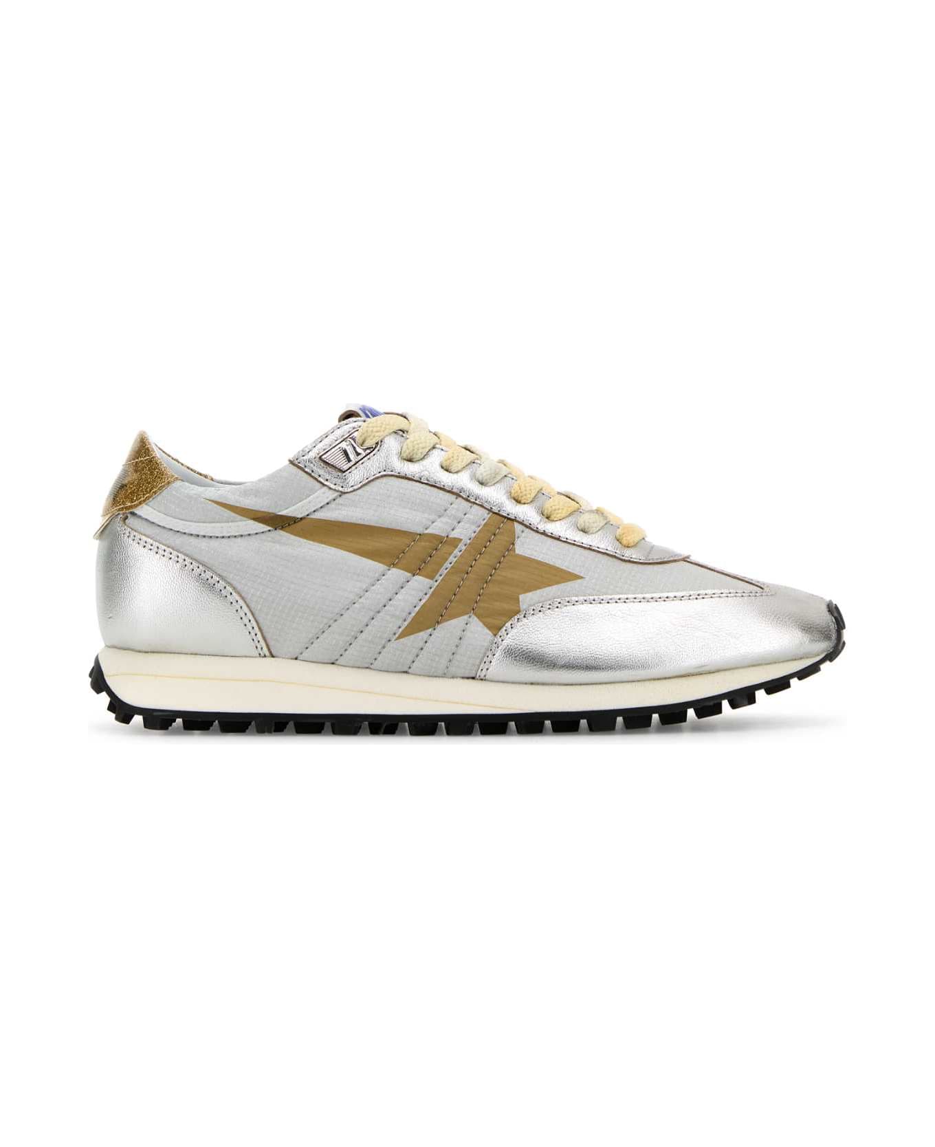 Golden Goose Silver Fabric And Leather Running Marathon Sneakers - Silver