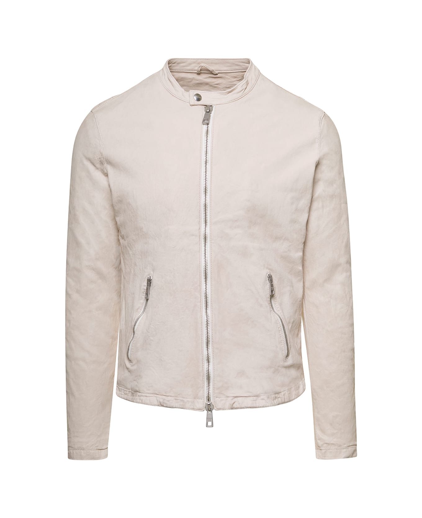 Giorgio Brato Beige Jacket With Two-way Zip In Leather Man - Beige
