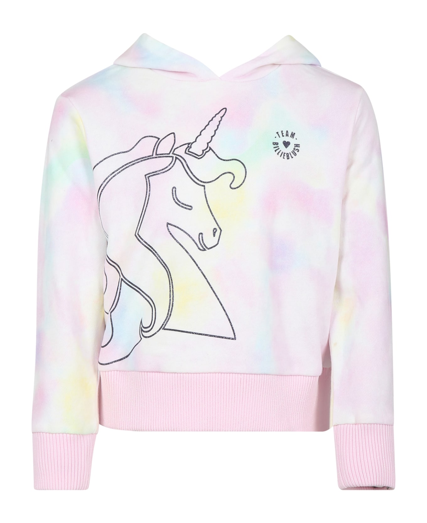 Billieblush Pink Sweatshirt For Girl With Unicorn - Multicolor ニットウェア＆スウェットシャツ