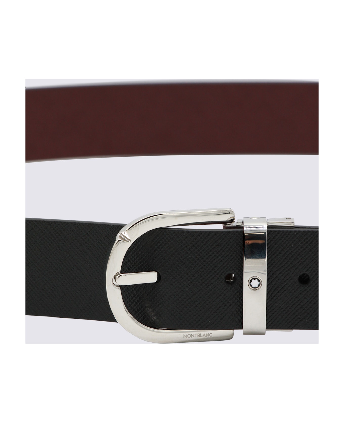 Montblanc Black Leather Belt - BLACK - BORDEAUX