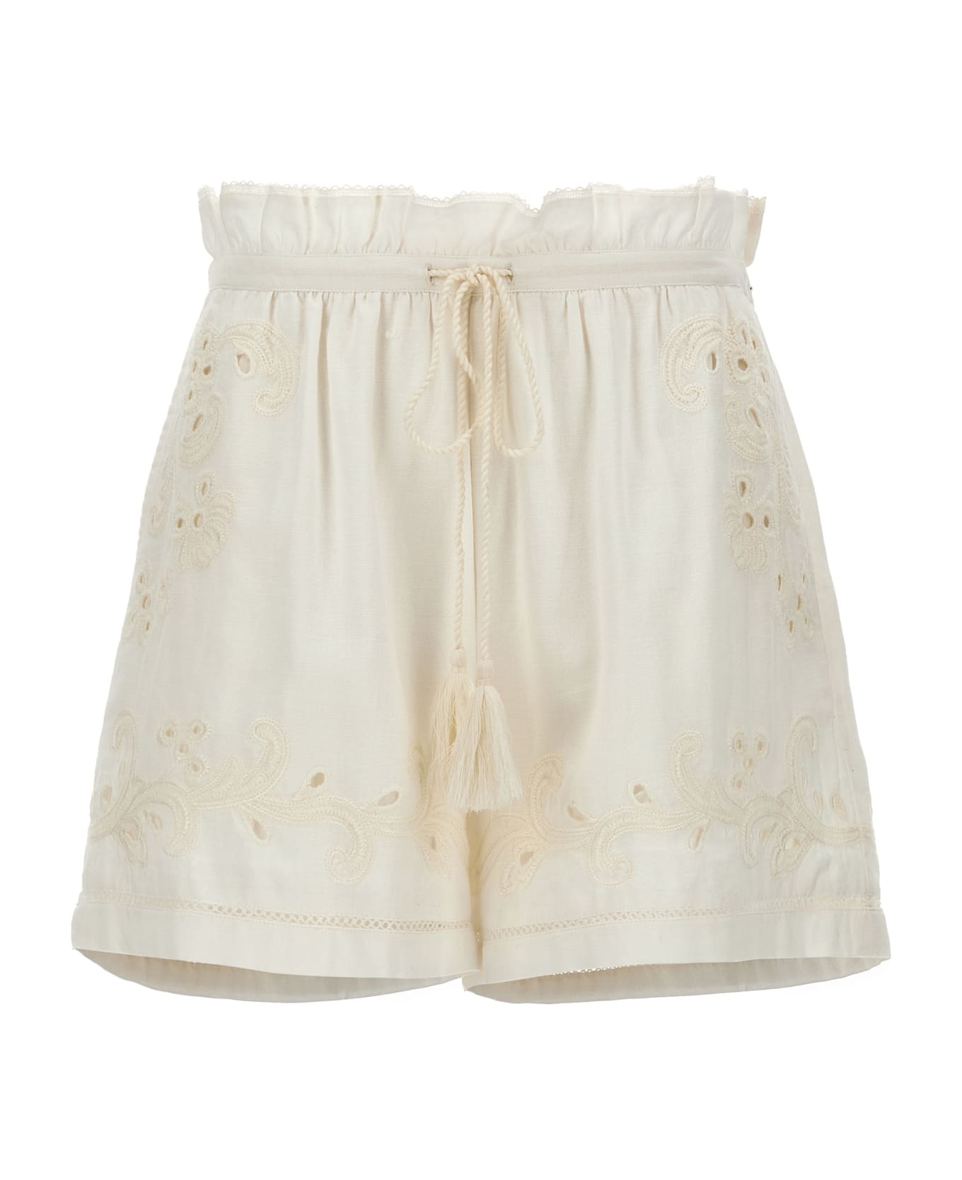 TwinSet Embroidered Shorts - White ショートパンツ