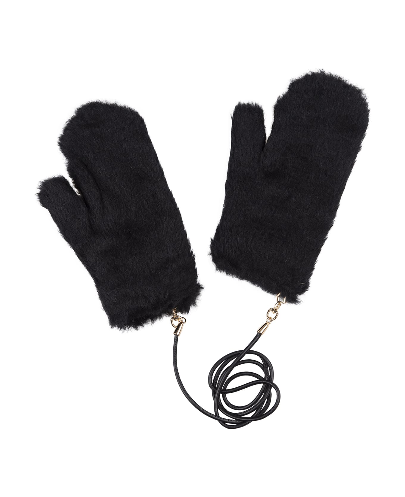 Max Mara Black Ombrato Gloves - Black