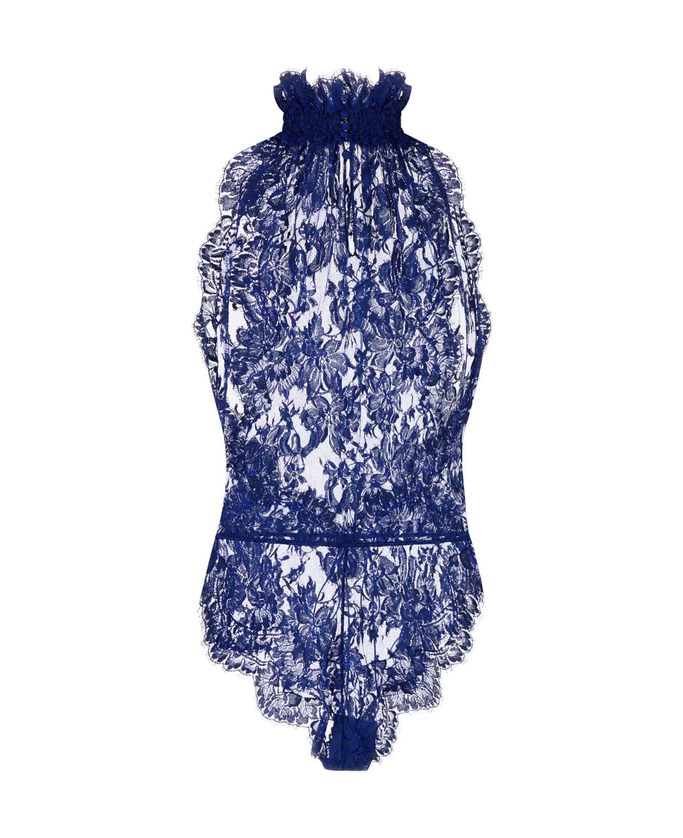 Saint Laurent Blue Lace Bodysuit - BLEUROYAL