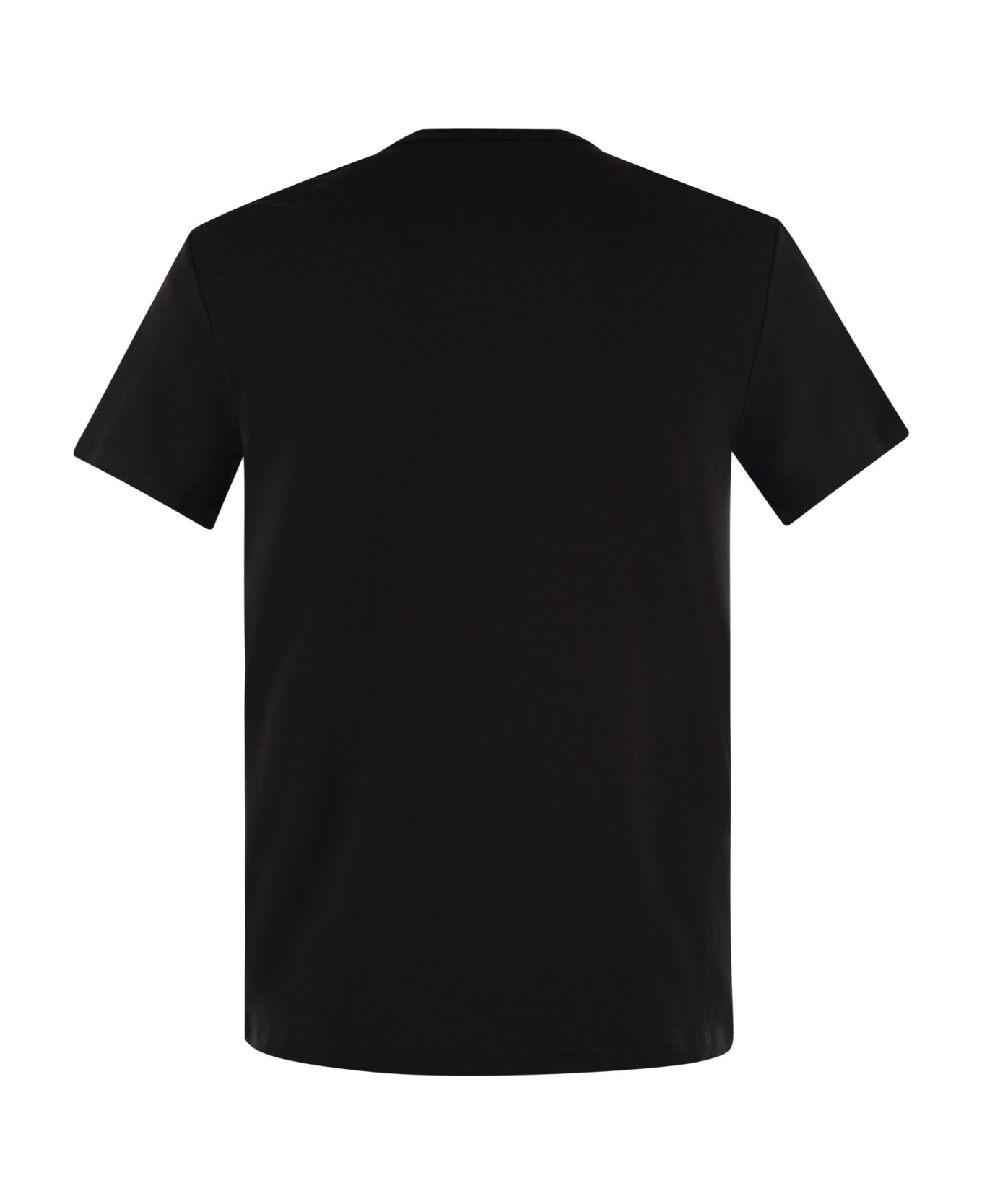 Kiton Stretch Cotton T-shirt With Embroidered Logo - Black