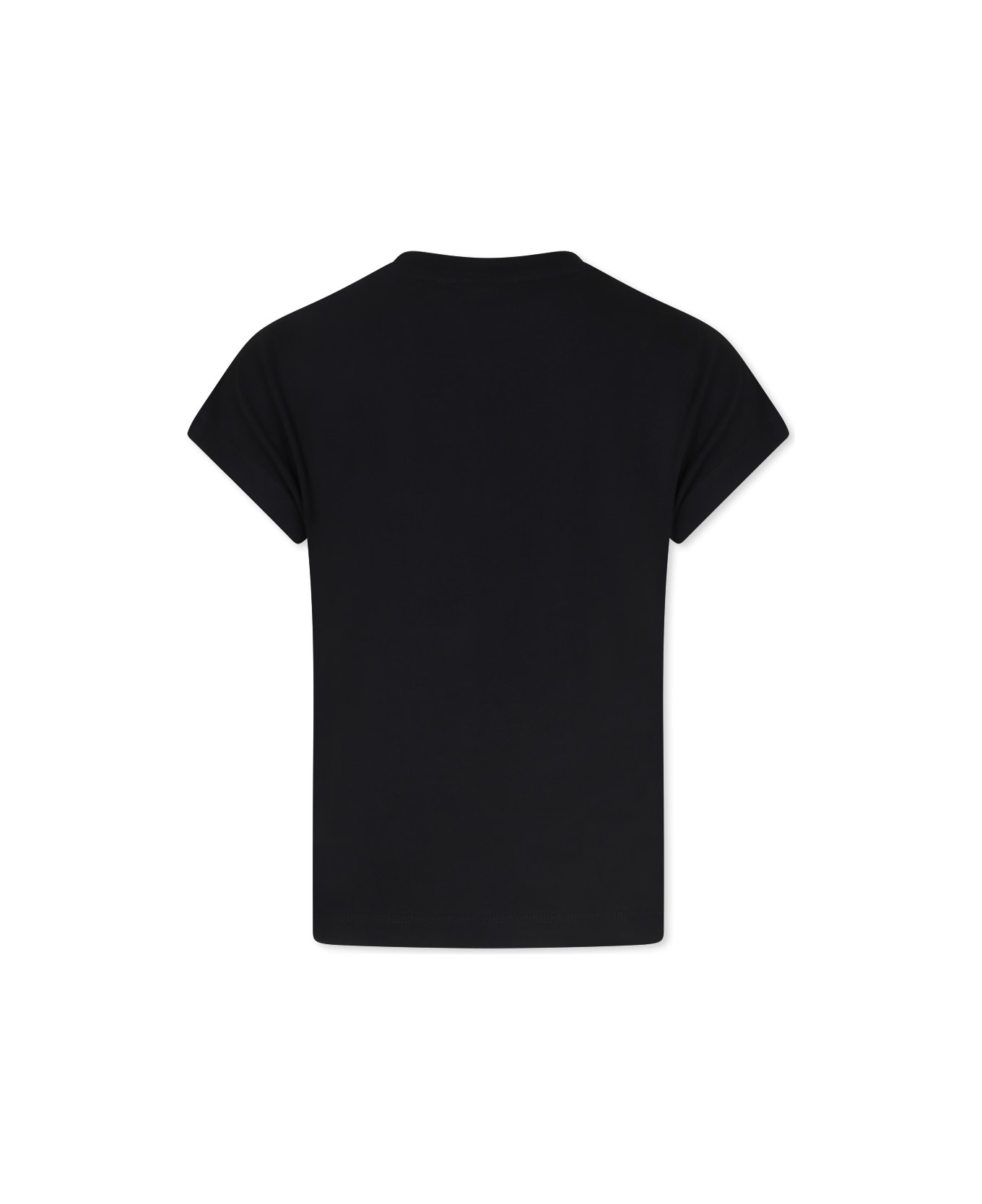 Balmain Black T-shirt For Girl With Logo - Black/white