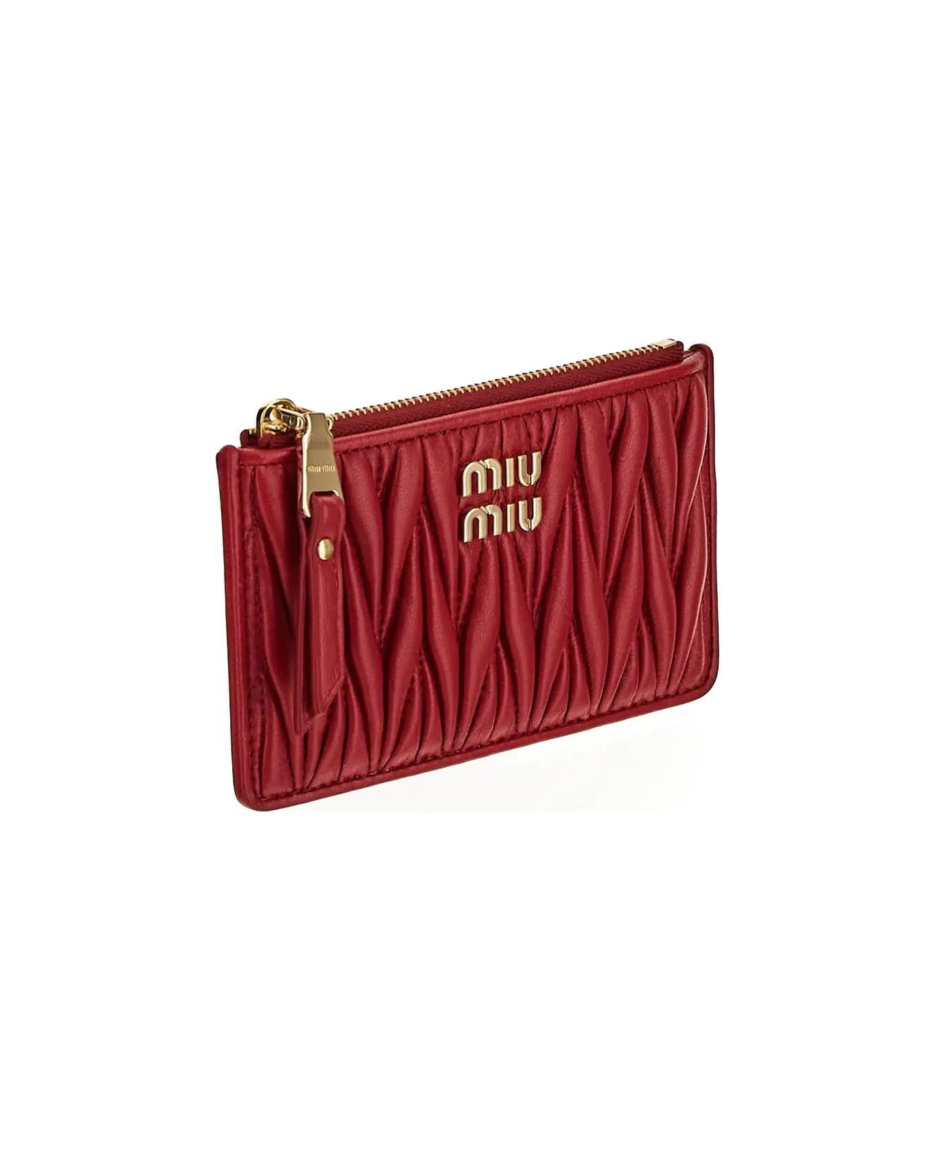 Miu Miu Matelassé Nappa Leather Envelope Wallet - ROSSO