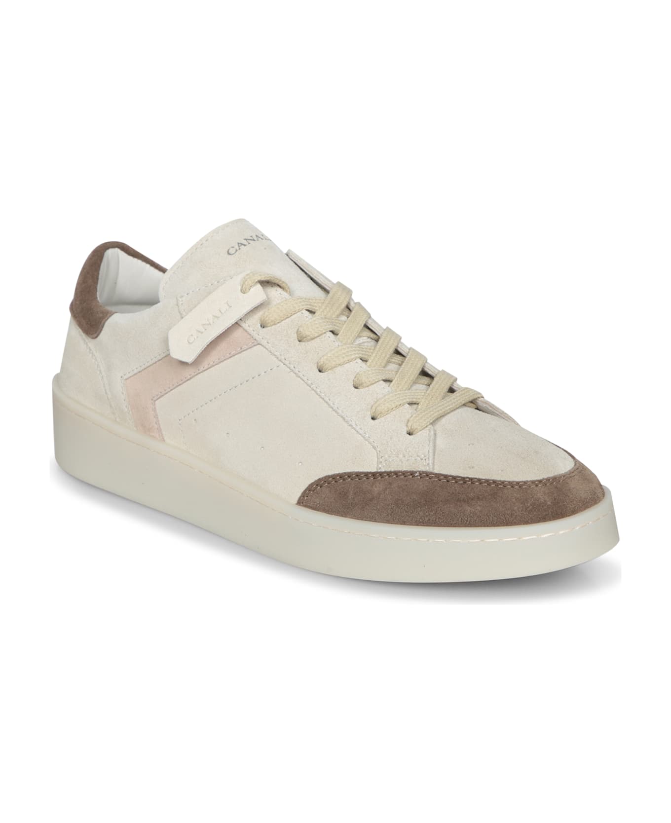 Canali Beige/brown Suede Sneakers - Brown