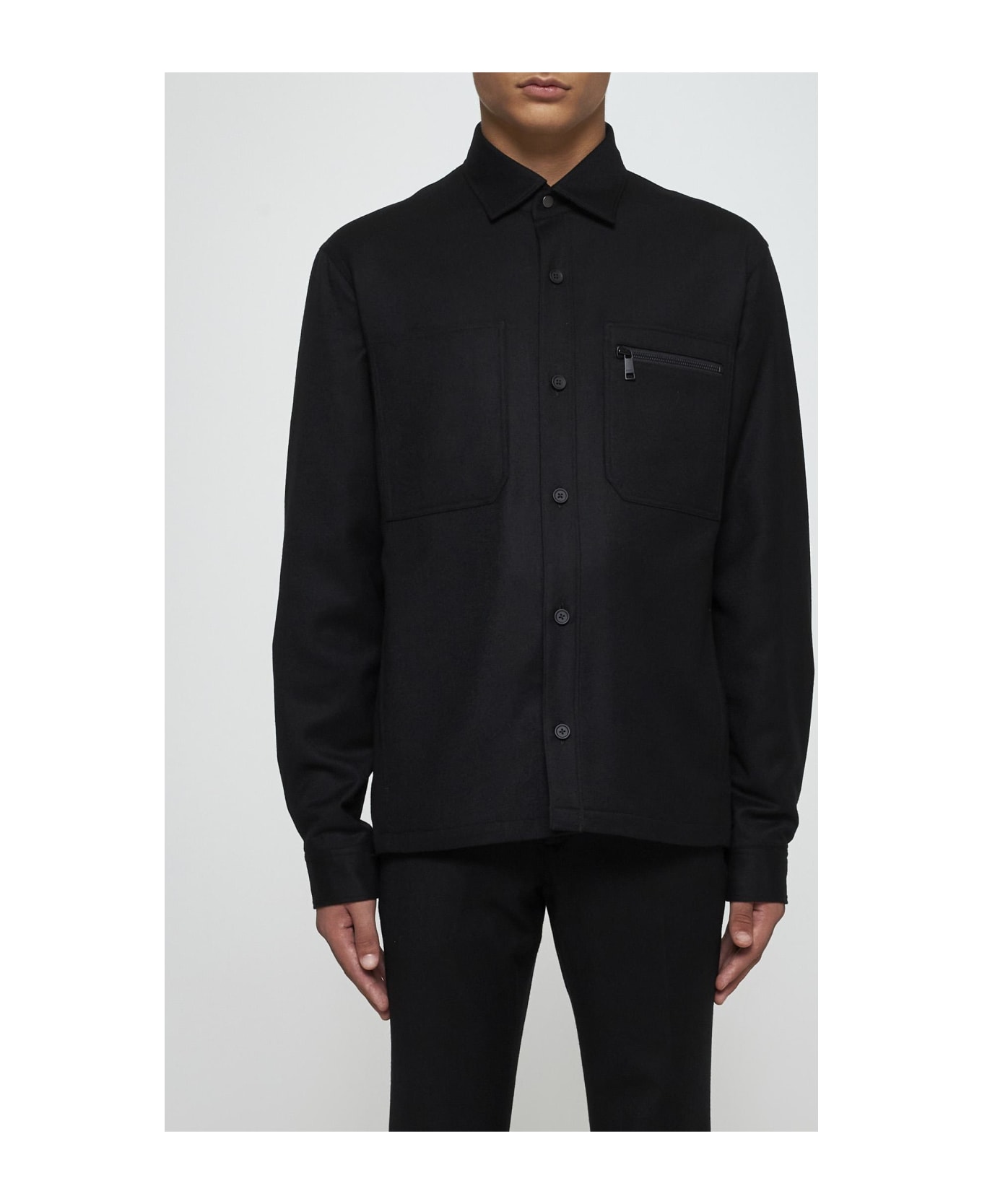 Zegna Techno-merino Overshirt - Black