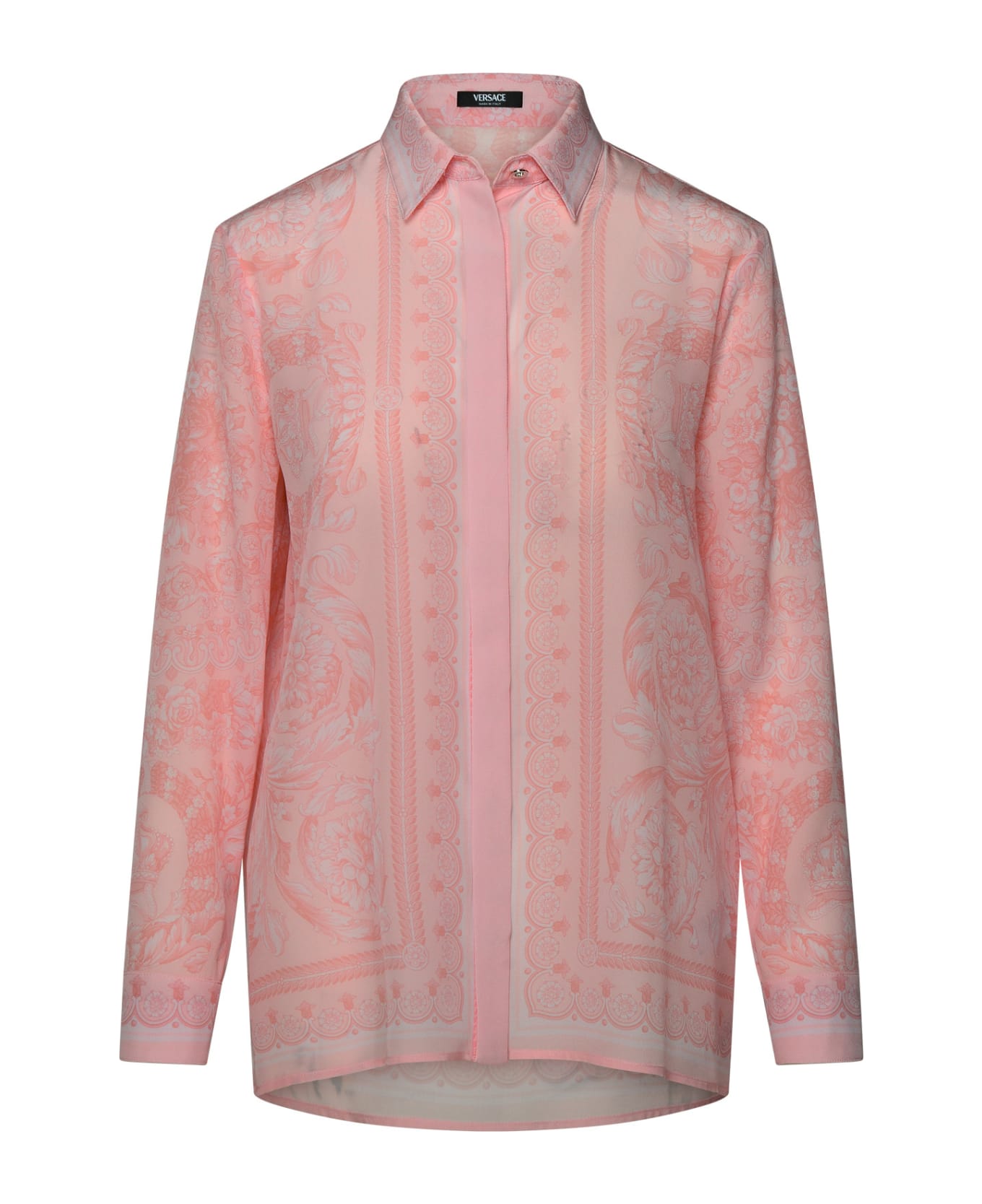 Versace 'barocco' Pink Silk Shirt - Pink