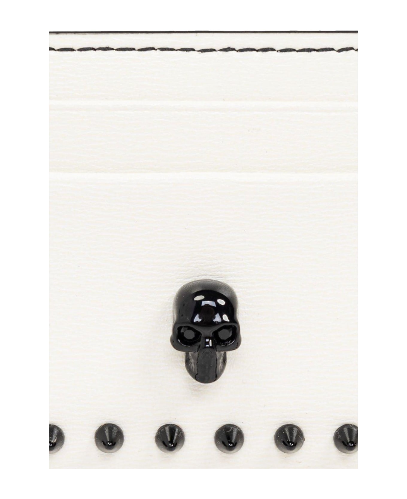 Alexander McQueen Skull Stud Embellished Card Holder - CREAM