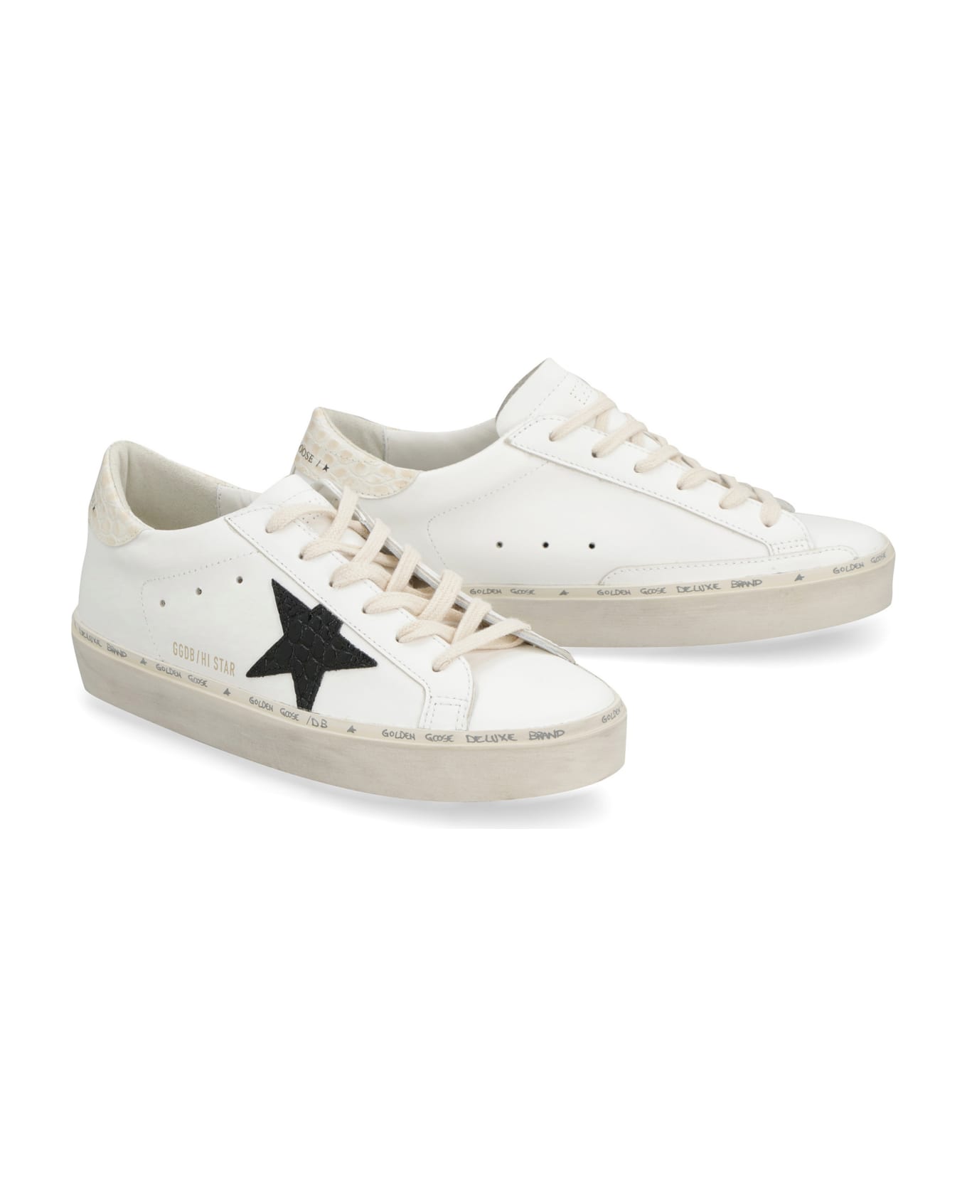Golden Goose Hi Star Leather Platform Sneakers - White