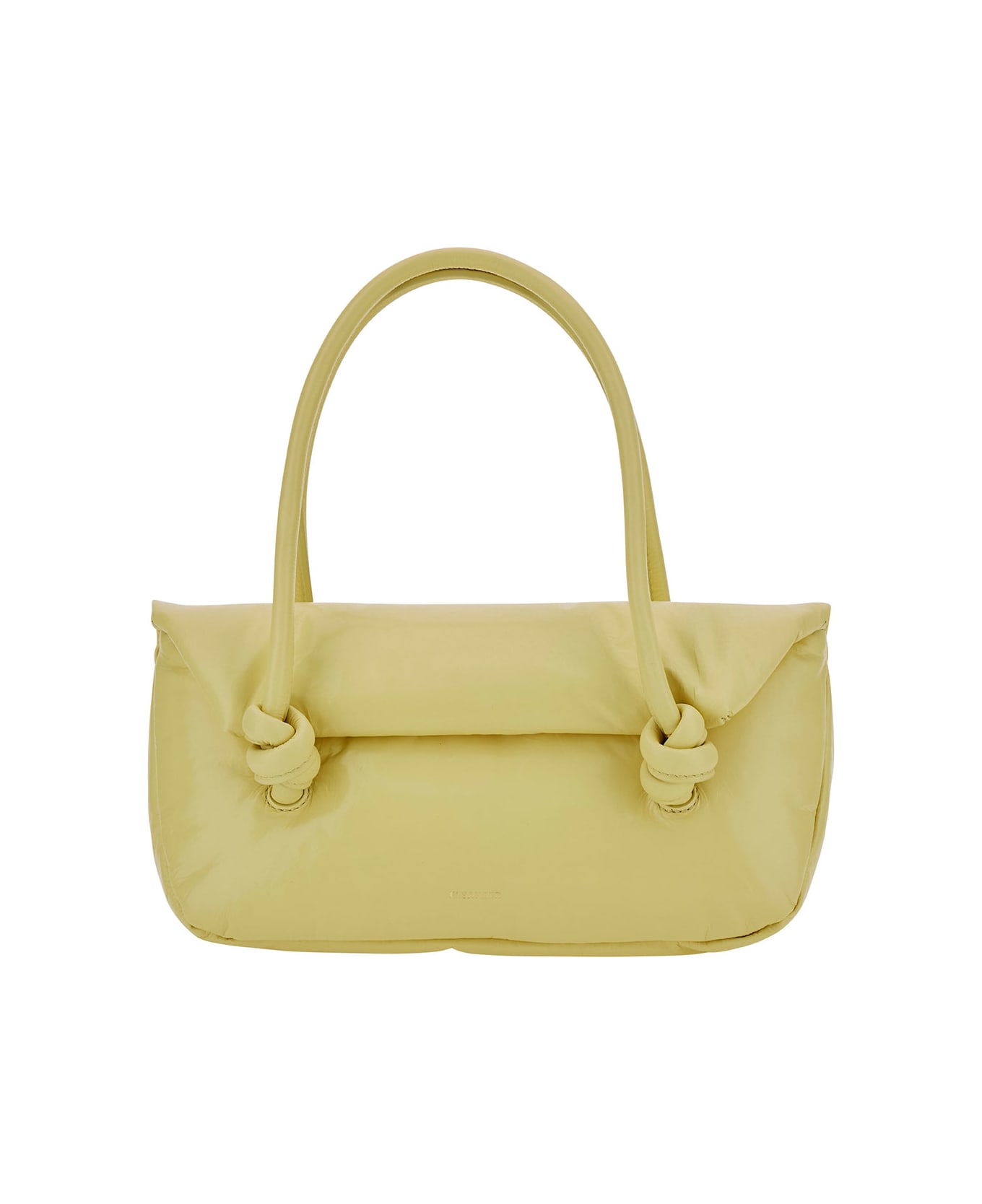Jil Sander 'knot Small' Yellow Shoulder Bag With Laminated Logo In Patent Leather Woman - Yellow ショルダーバッグ