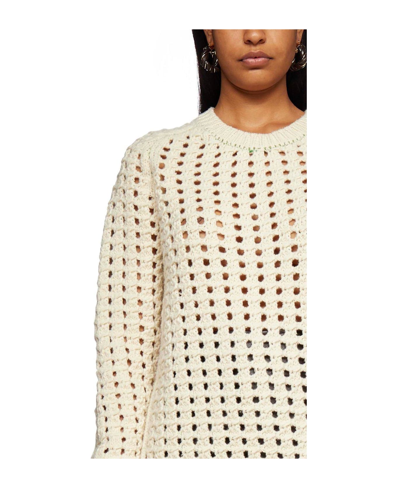 Bottega Veneta Openknitted Crewneck Jumper - WHITE