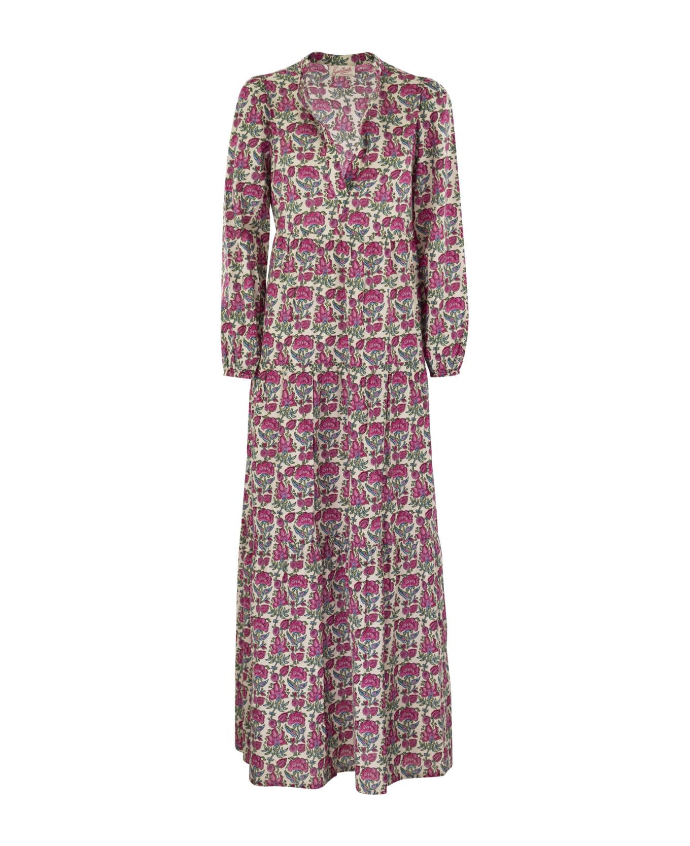 MC2 Saint Barth Nadja - Long Dress With Flower Pattern - Fuchsia