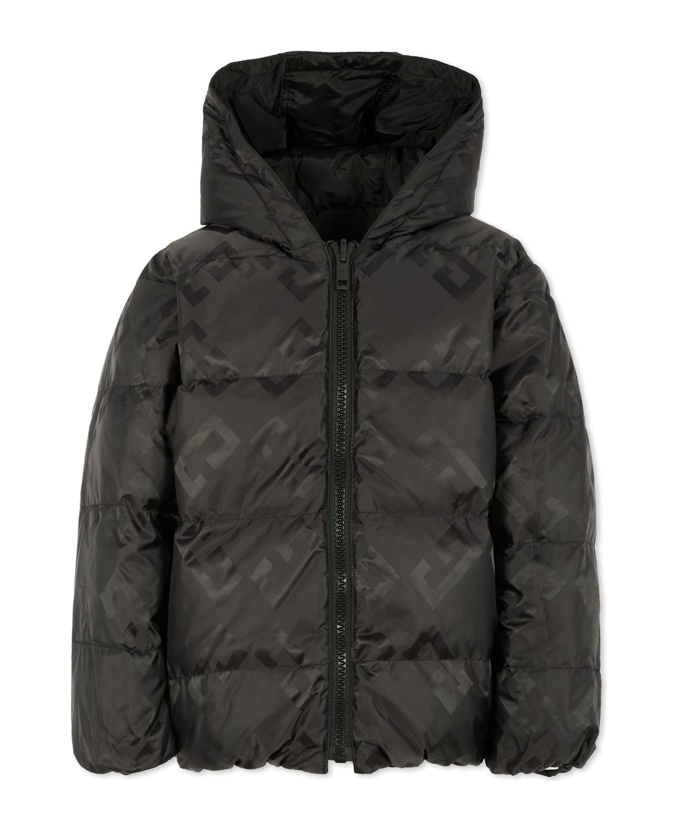 Givenchy Black Down Jacket For Kids With 4g Motif - Black