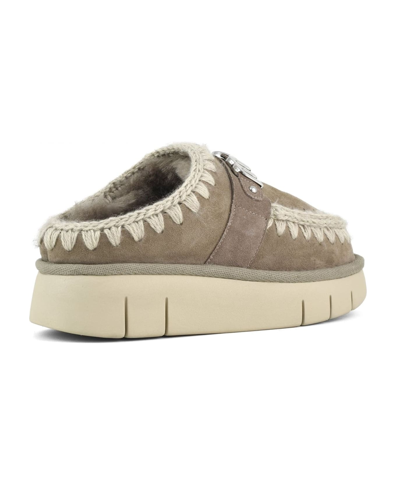 Mou Grey Double-face Sheepskin Bounce Clog - Grey
