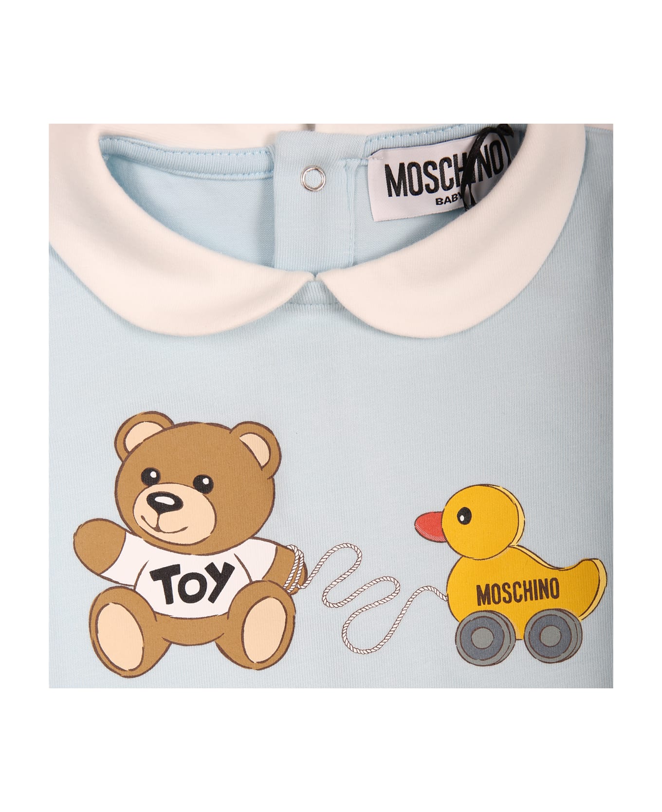 Moschino Light Blue Romper For Baby Boy With Teddy Bear - Light Blue