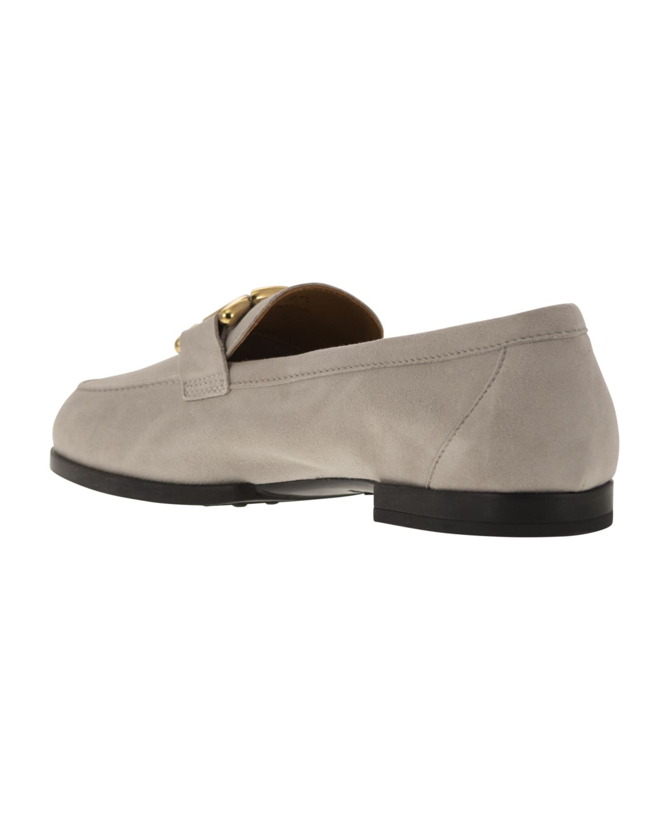 Tod's Moccasin With Metal Chain - Grey フラットシューズ