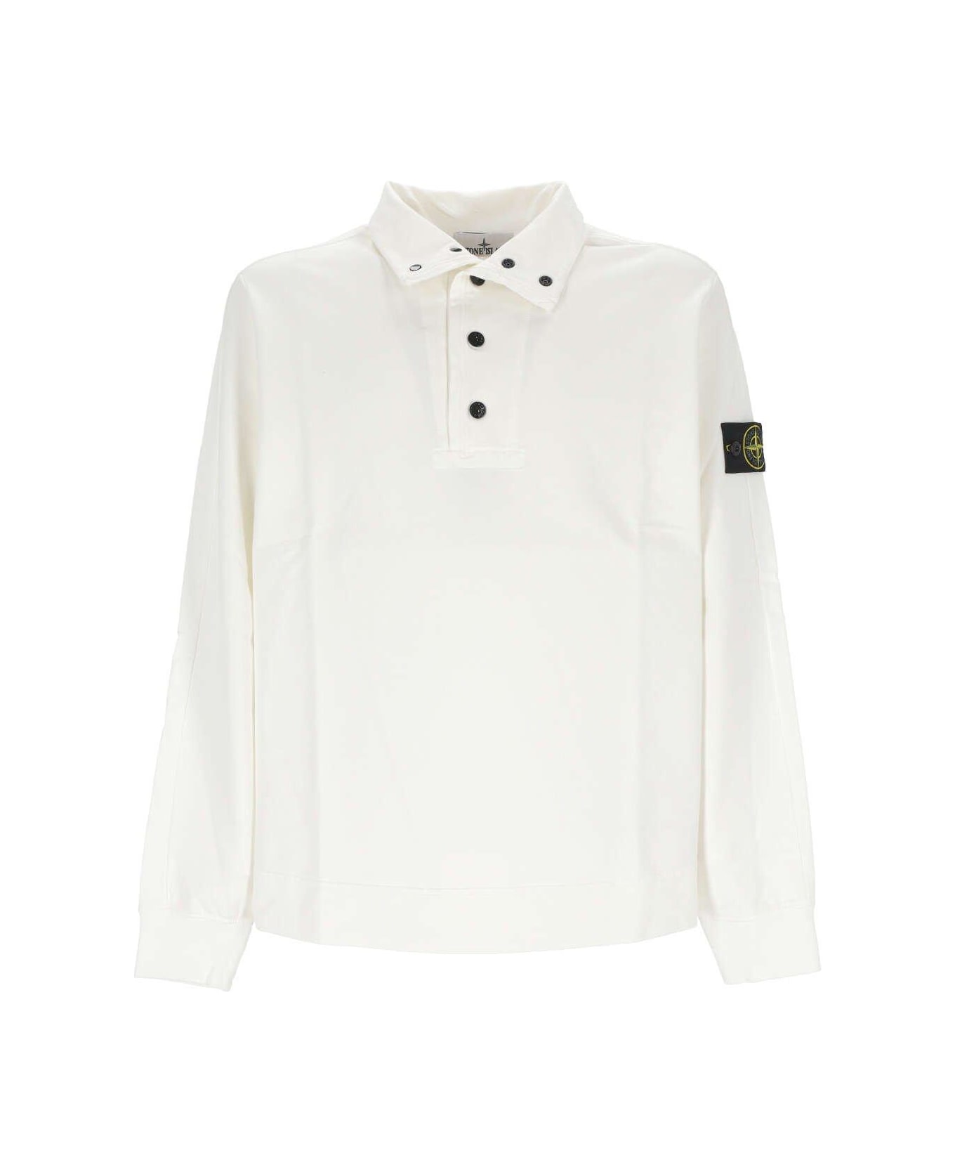Stone Island Long-sleeved Polo Shirt - WHITE