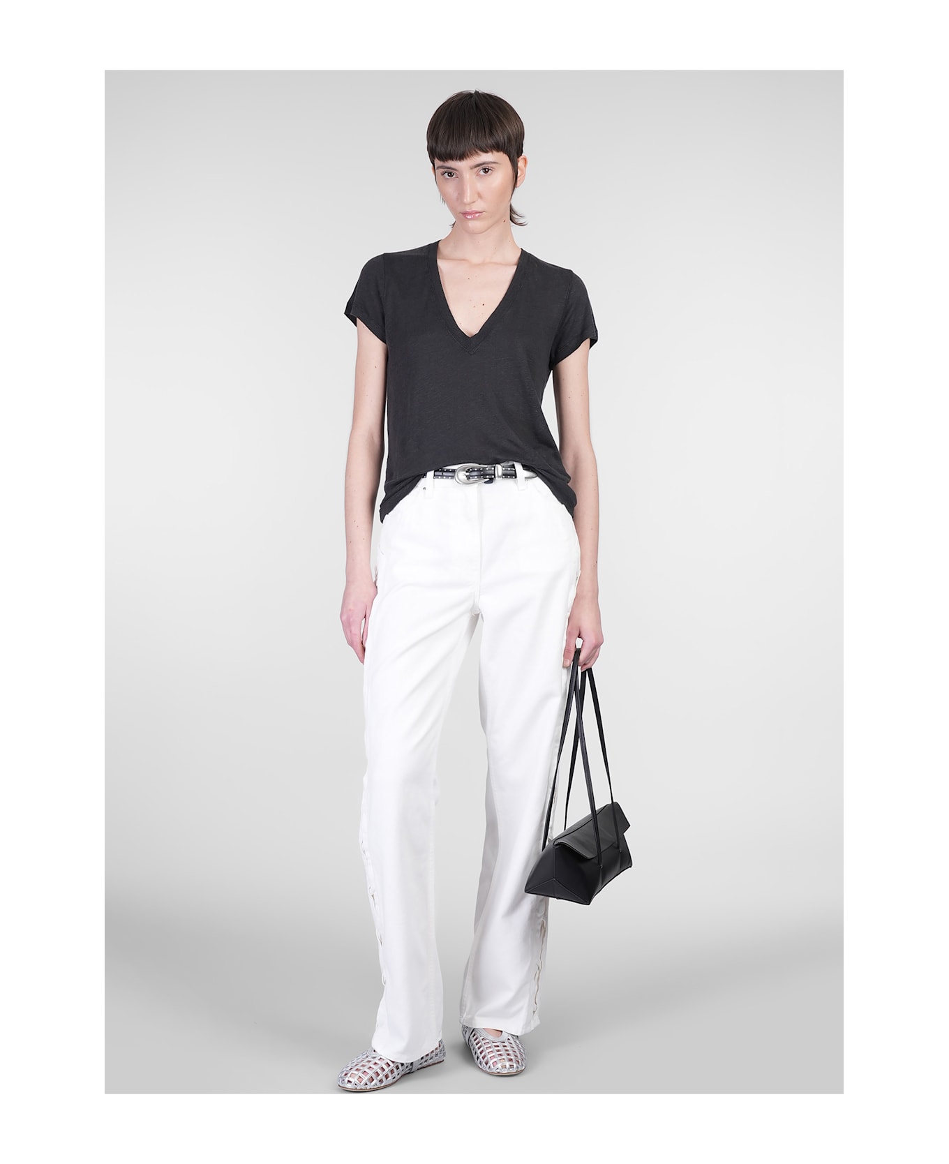 IRO Rodeo T-shirt In Black Linen - black