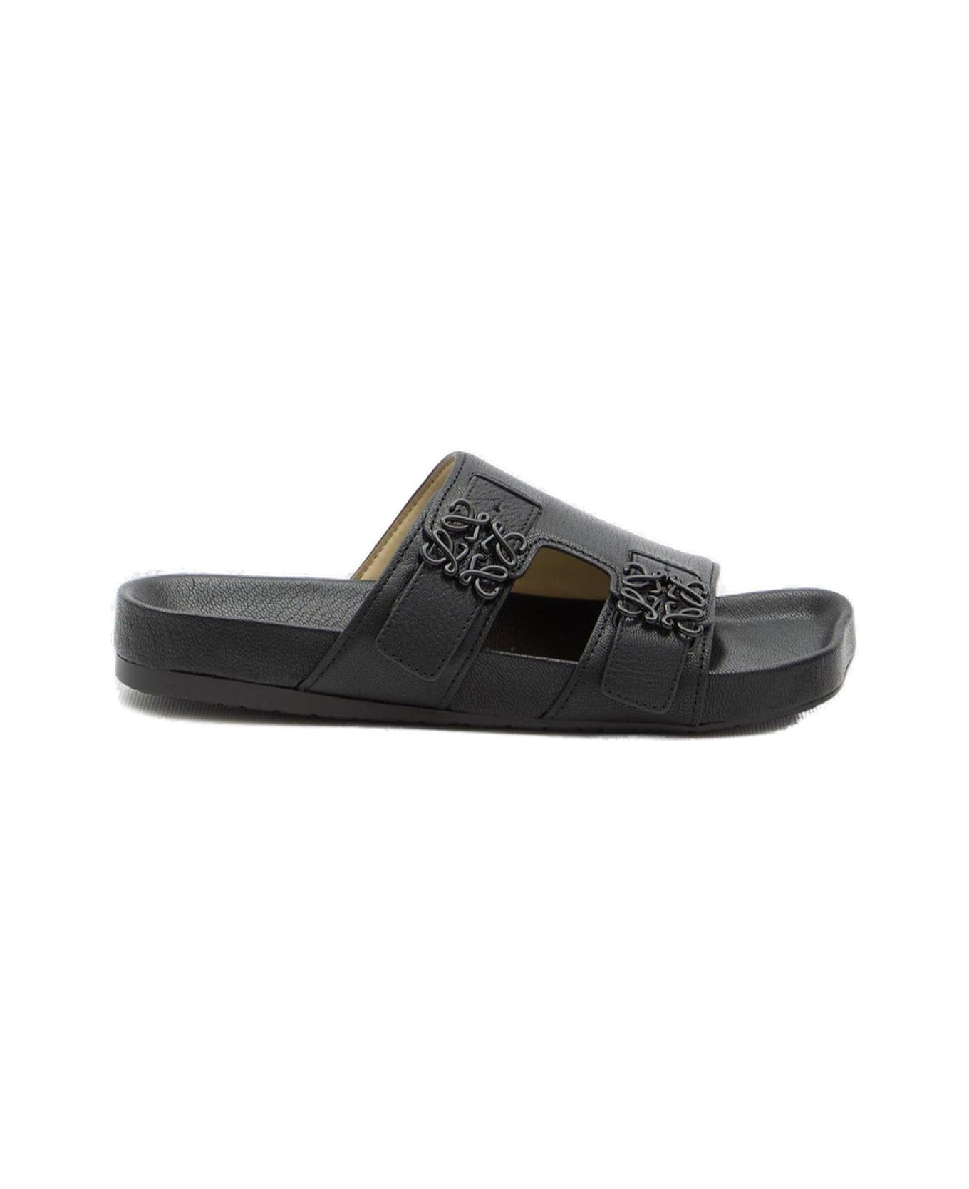 Loewe Logo-plaque Slip-on Sandals - Black サンダル