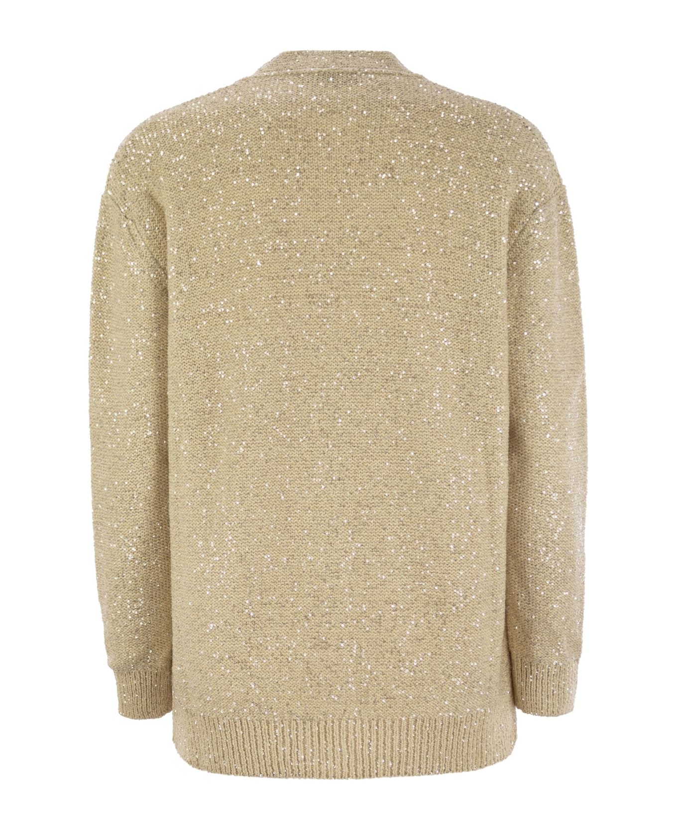 Fabiana Filippi Cotton Knit Cardigan With Sequins - Vanilla