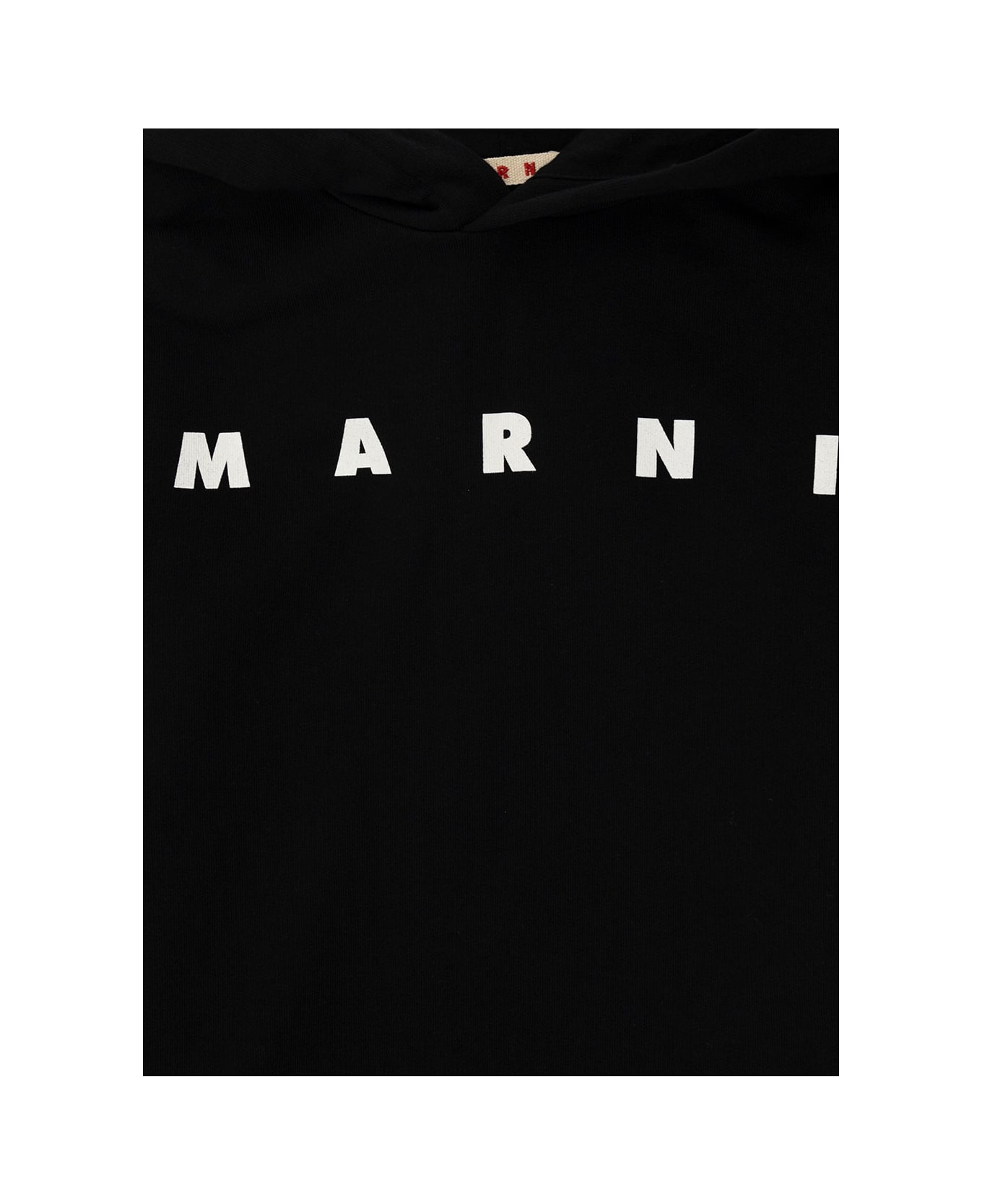 Marni Black Hoodie With Logo Lettering Print In Cotton Boy - Black