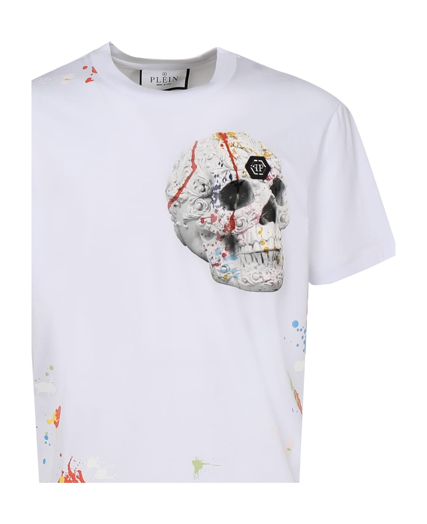 Philipp Plein Splatter Skull T-shirt - White シャツ