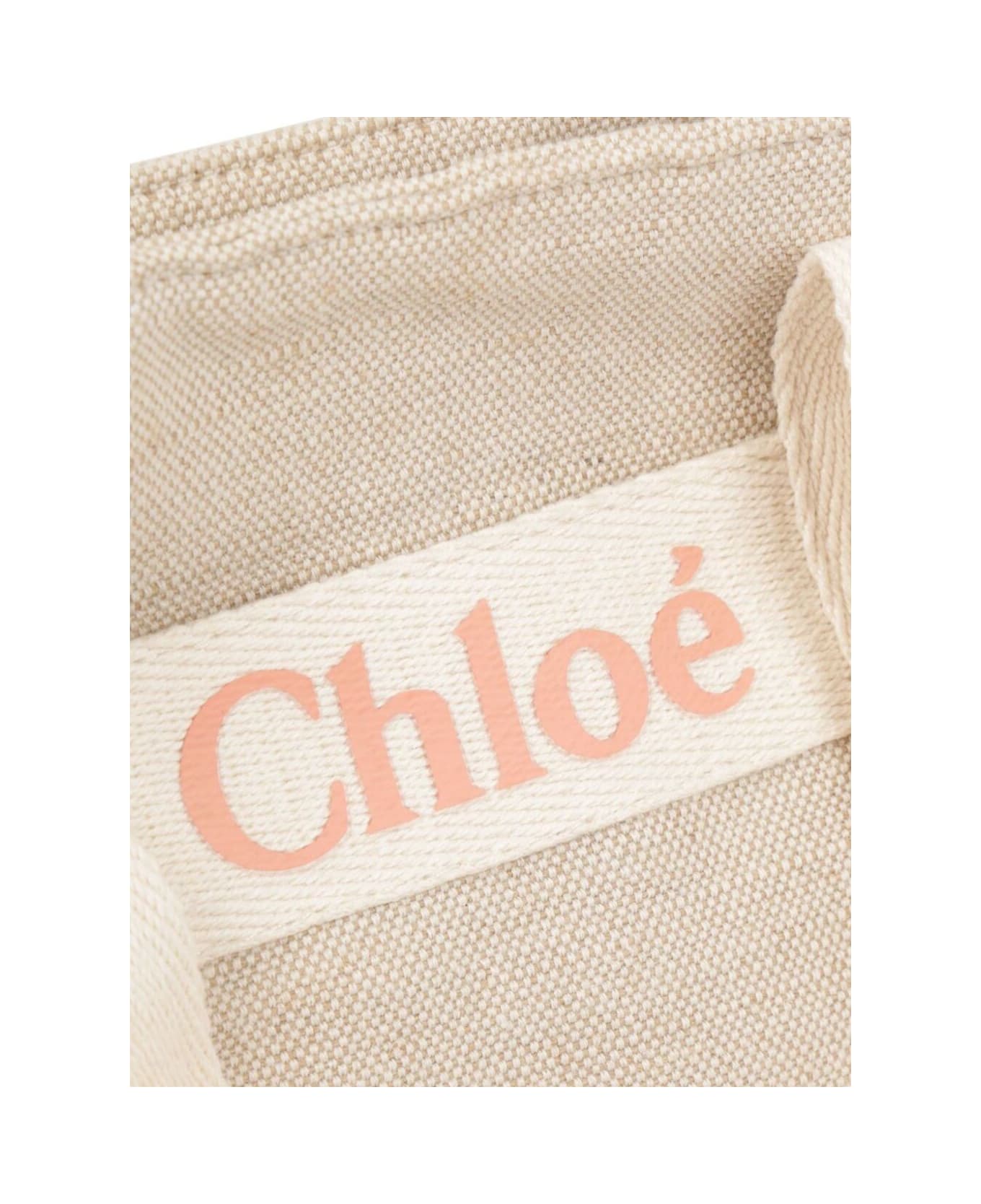 Chloé Beige Crossbody Bag With Logo On The Front And Double Top Handles In Fabric Girl - Beige