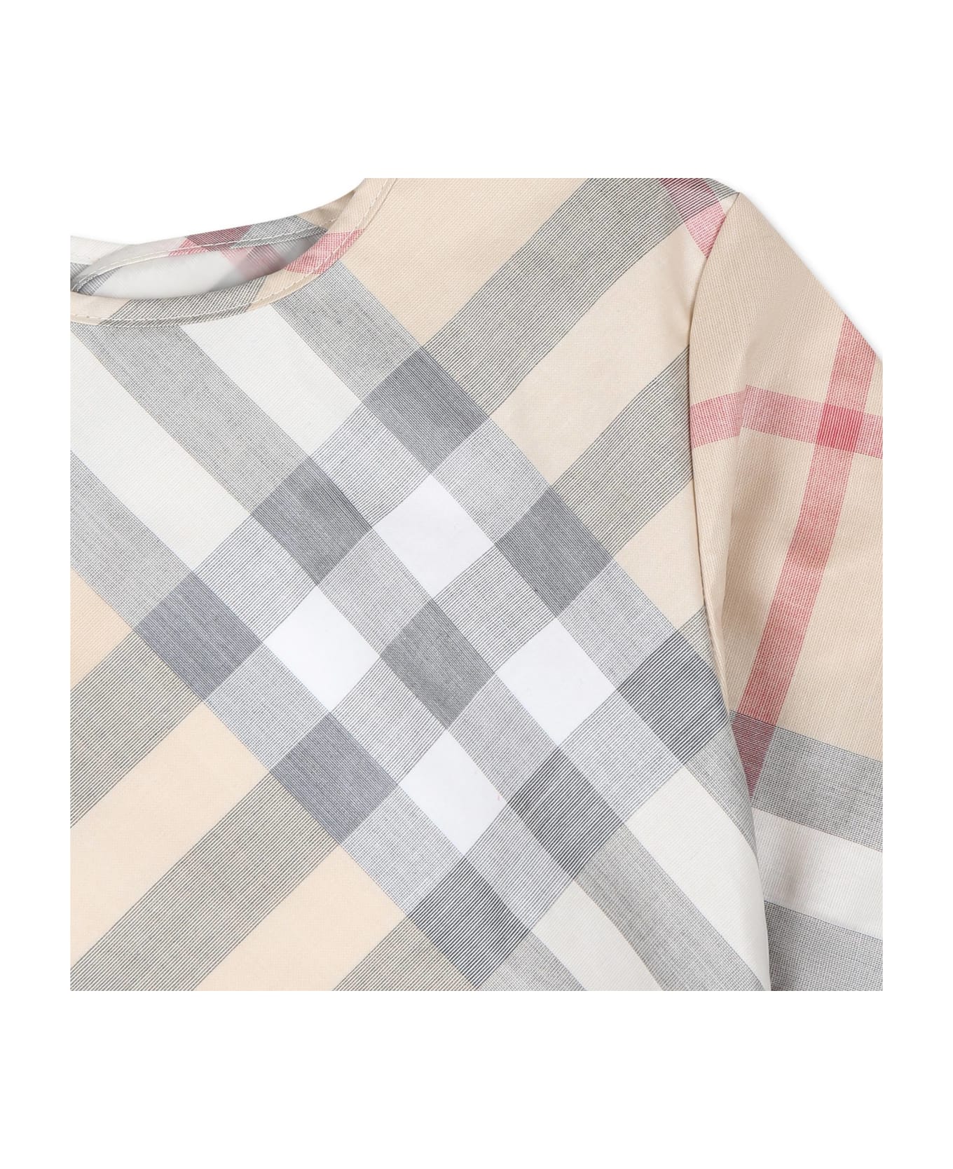 Burberry Beige Bib For Babykids With Vintage Check - Beige