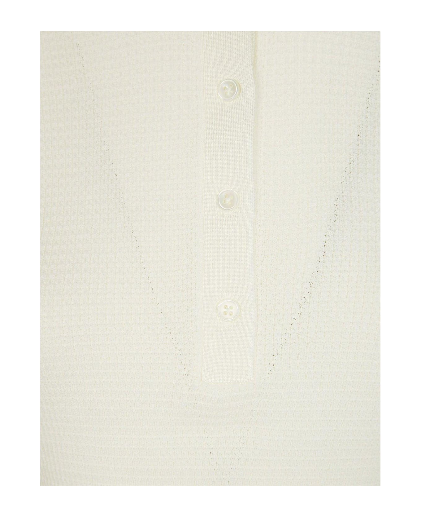 J.W. Anderson Crewneck Henley Top - White