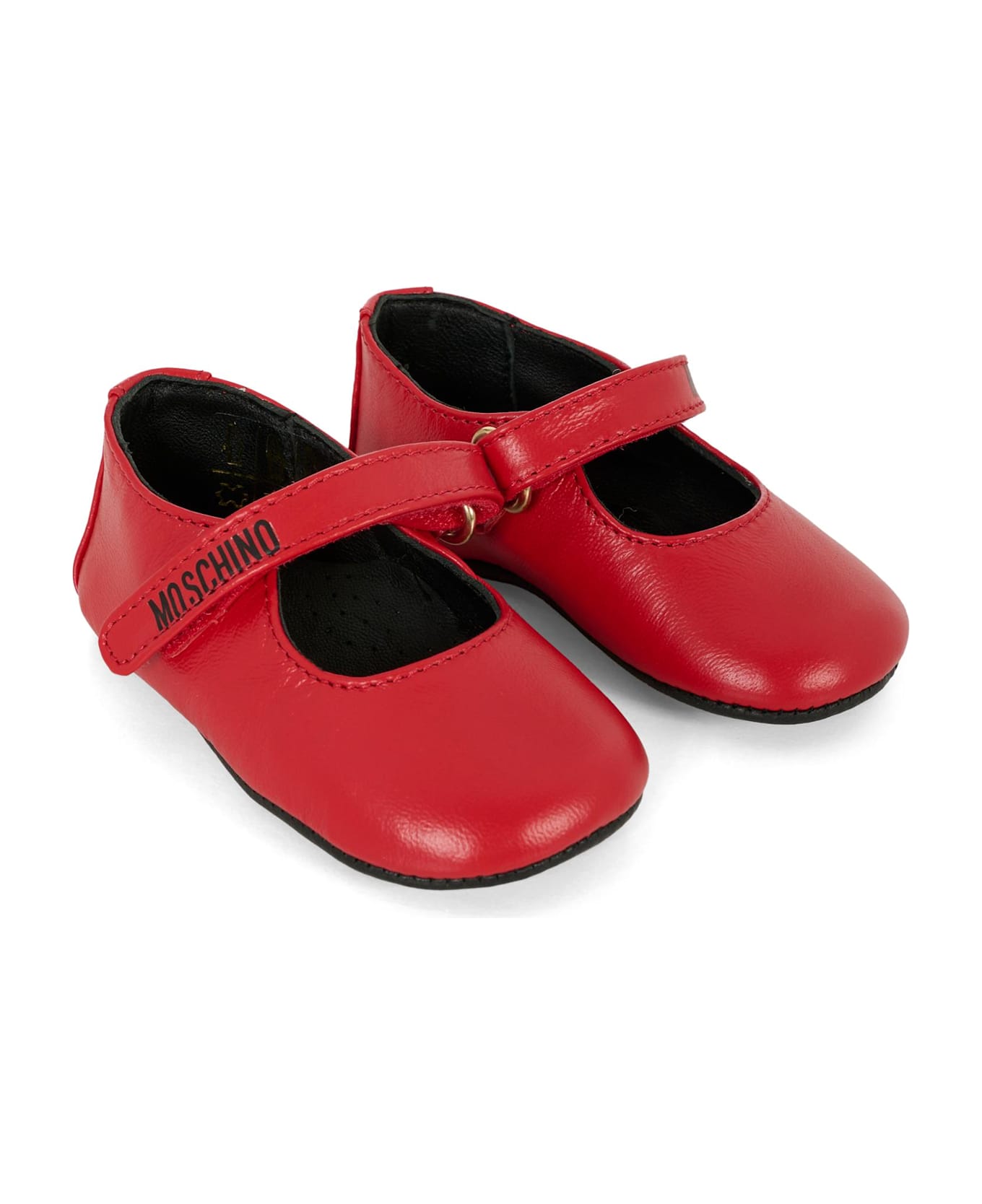 Moschino Red Ballet Flats For Girl With Teddy Bear - Red