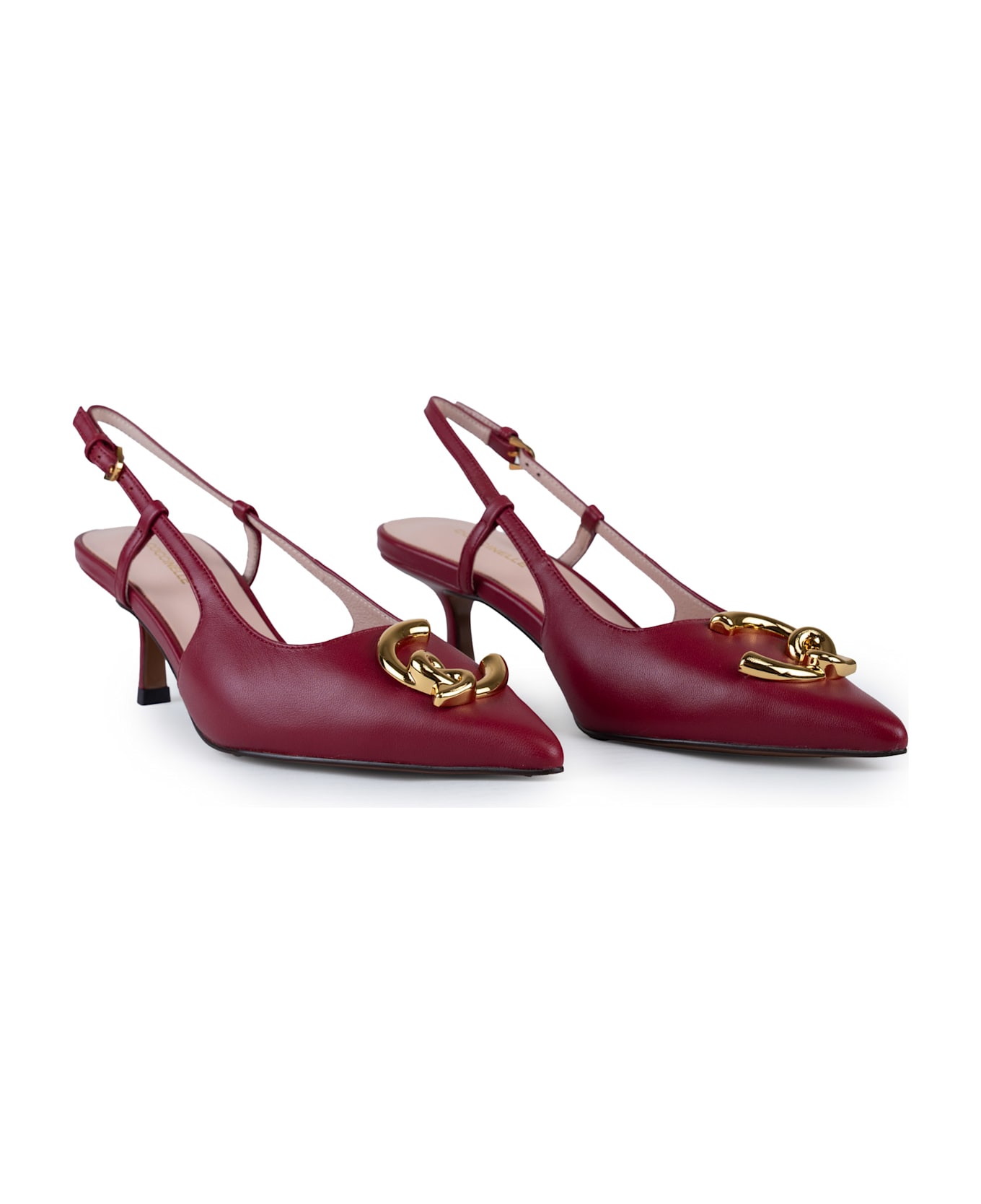 Coccinelle C-me Smooth Slingback Shoes In Leather - Sangria