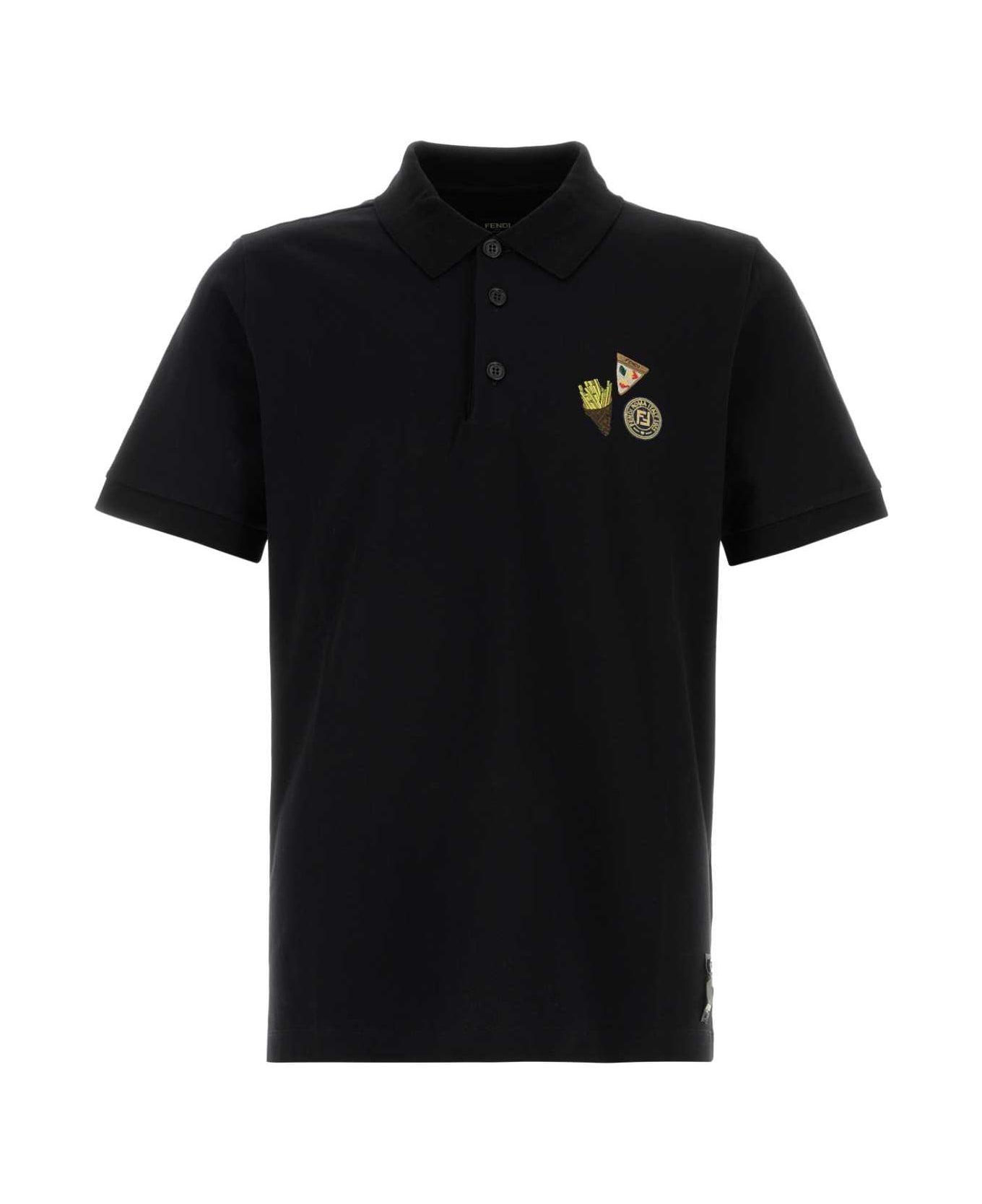 Fendi Black Piquet Polo Shirt - Black