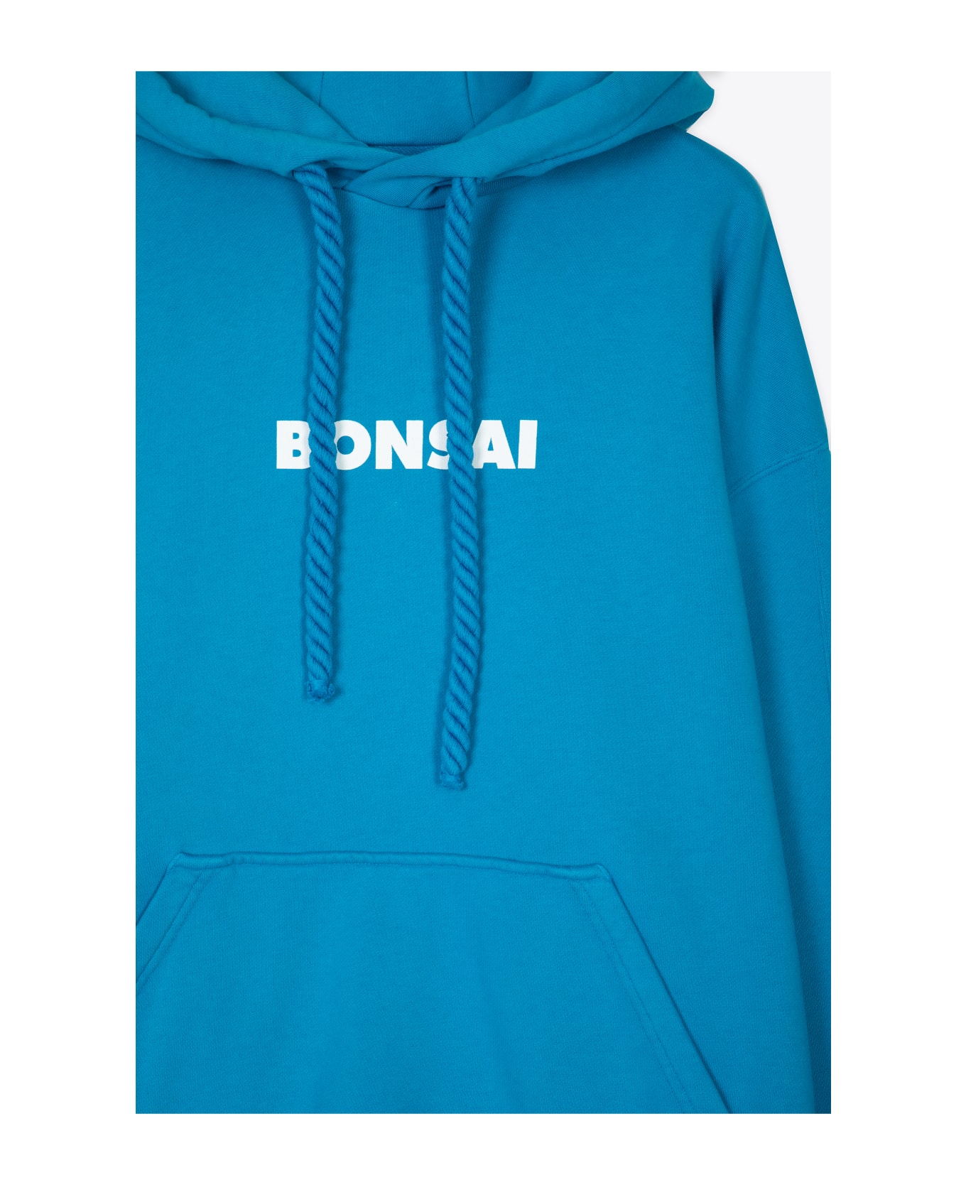 Bonsai Drawstring Hoodie Printed Classic Logo Light blue cotton hoodie with logo print - Box logo hoodie - Azzurro