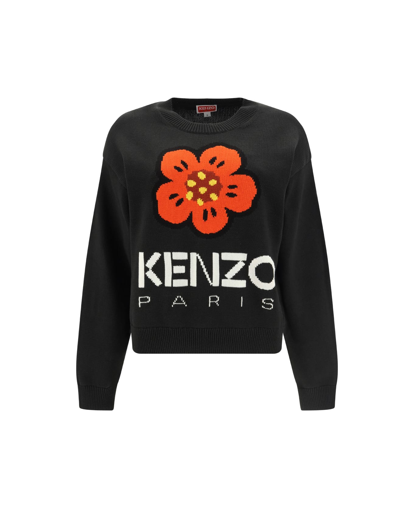 Kenzo Cotton Crew-neck Sweater - BLACK フリース