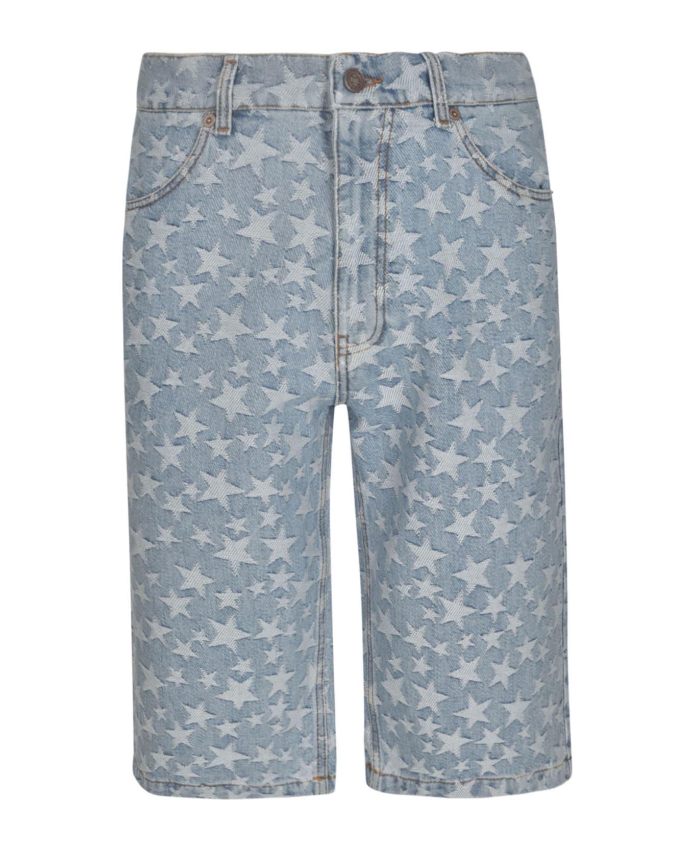 ERL Star Printed Denim Knee Shorts - Light Blue ショートパンツ