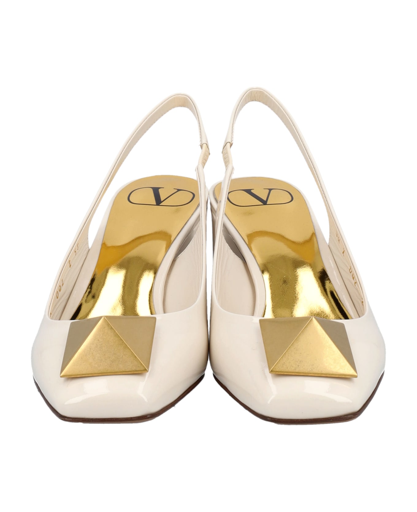 Valentino One Stud Patent Leather Slingback Pump - LIGHT IVORY