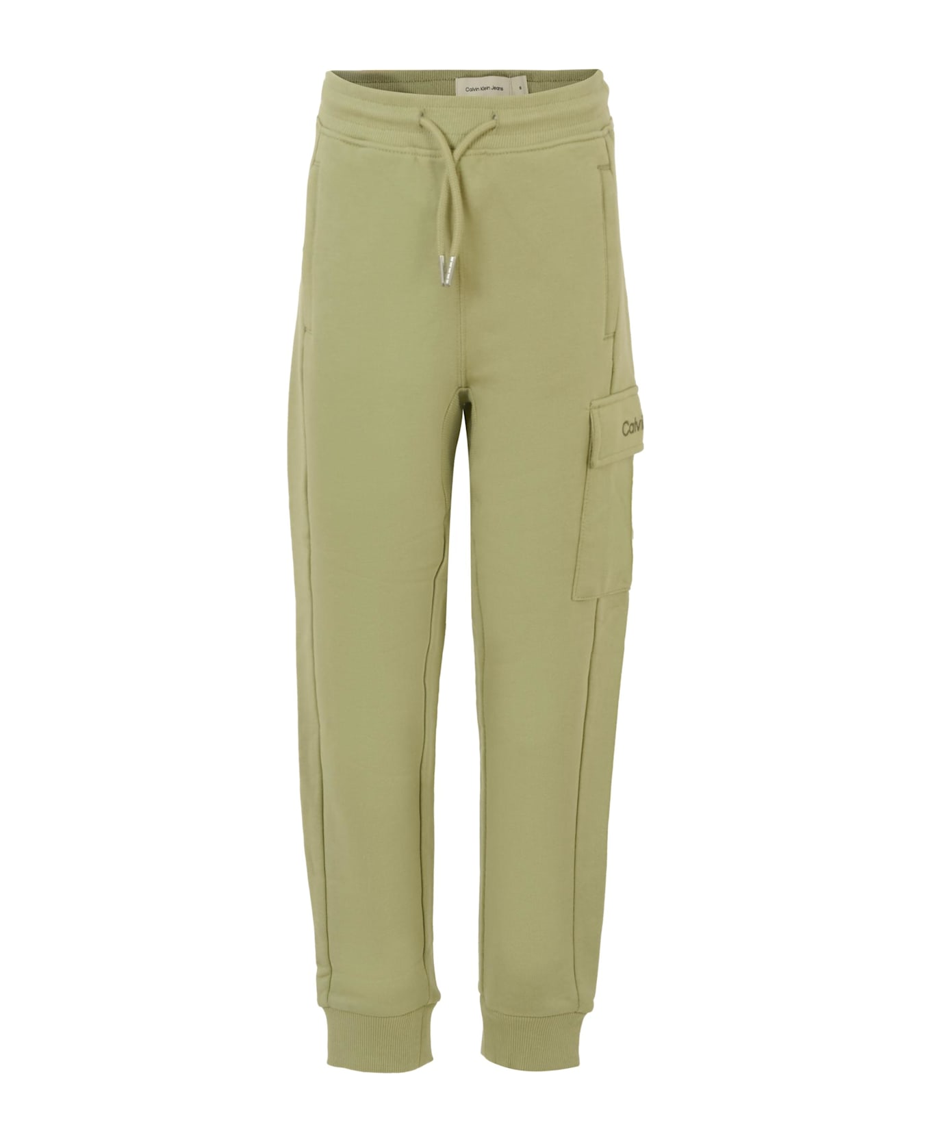 Calvin Klein Green Trousers For Kids With Logo - Green