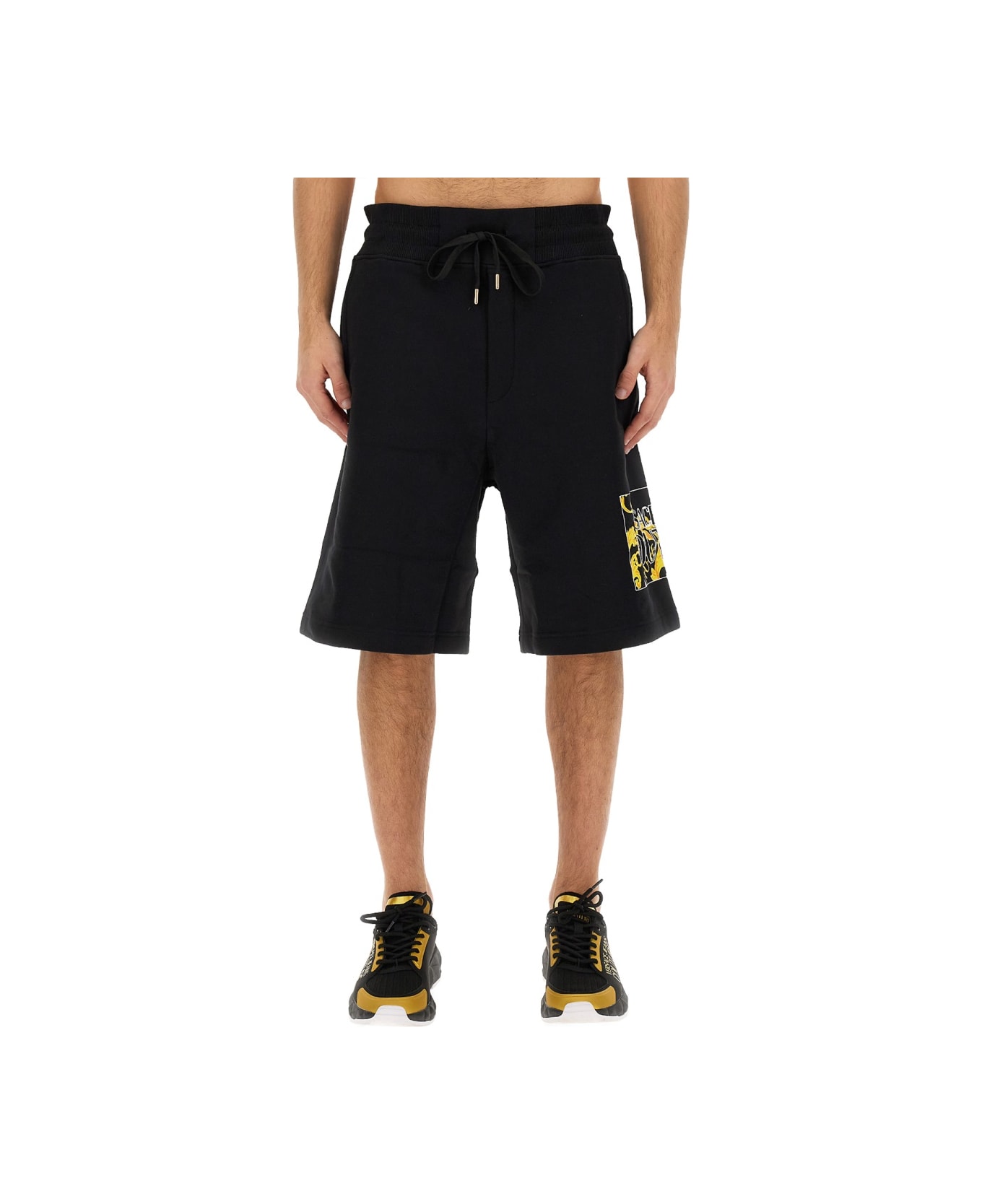 Versace Jeans Couture Bermuda With Logo - BLACK
