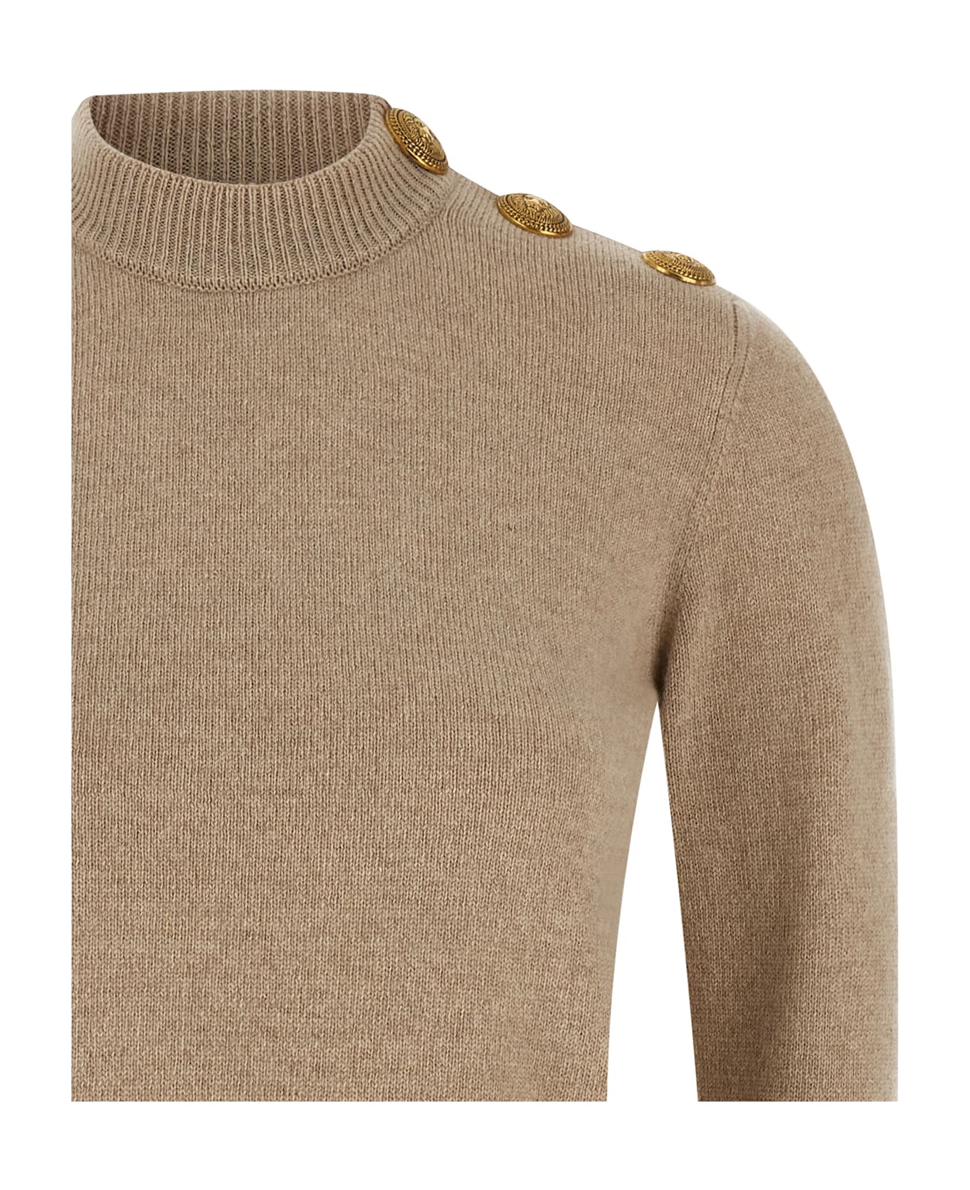 Balmain Eco-cashmere Button Sweater - Beige