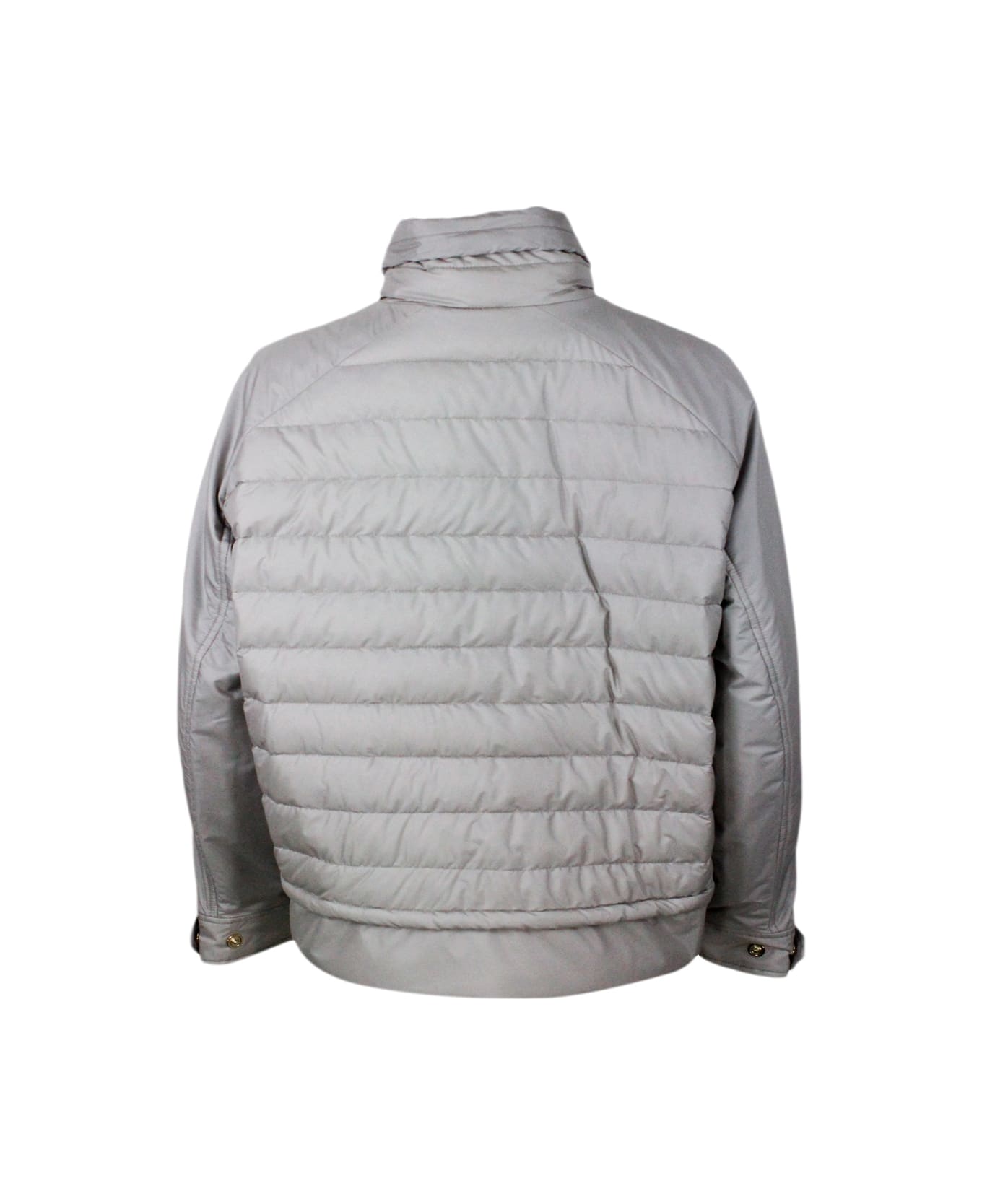 Moorer Lightweight 100 Gram Fine Down Jacket With An A-line Shape And Adjustable Drawstring At The Hem And Neck. Zip Closure - Ice ダウンジャケット