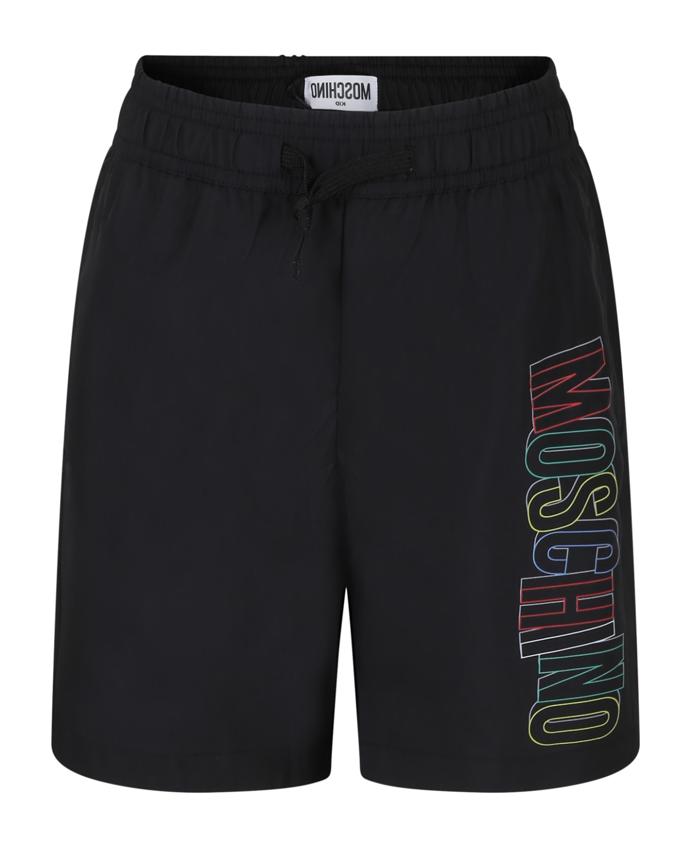 Moschino Black Swim Shorts For Boy With Logo - Black