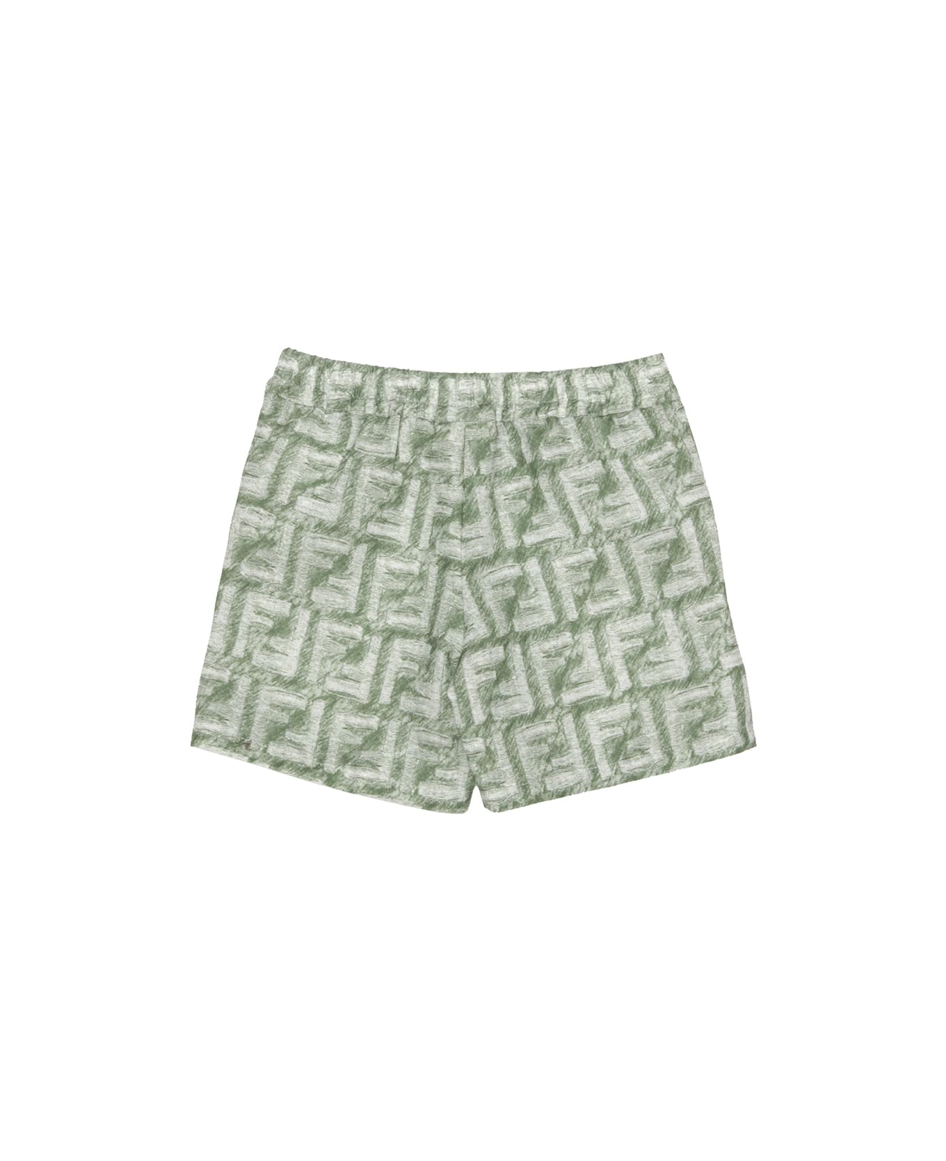 Fendi Shorts With Green Monogram Motif - Green