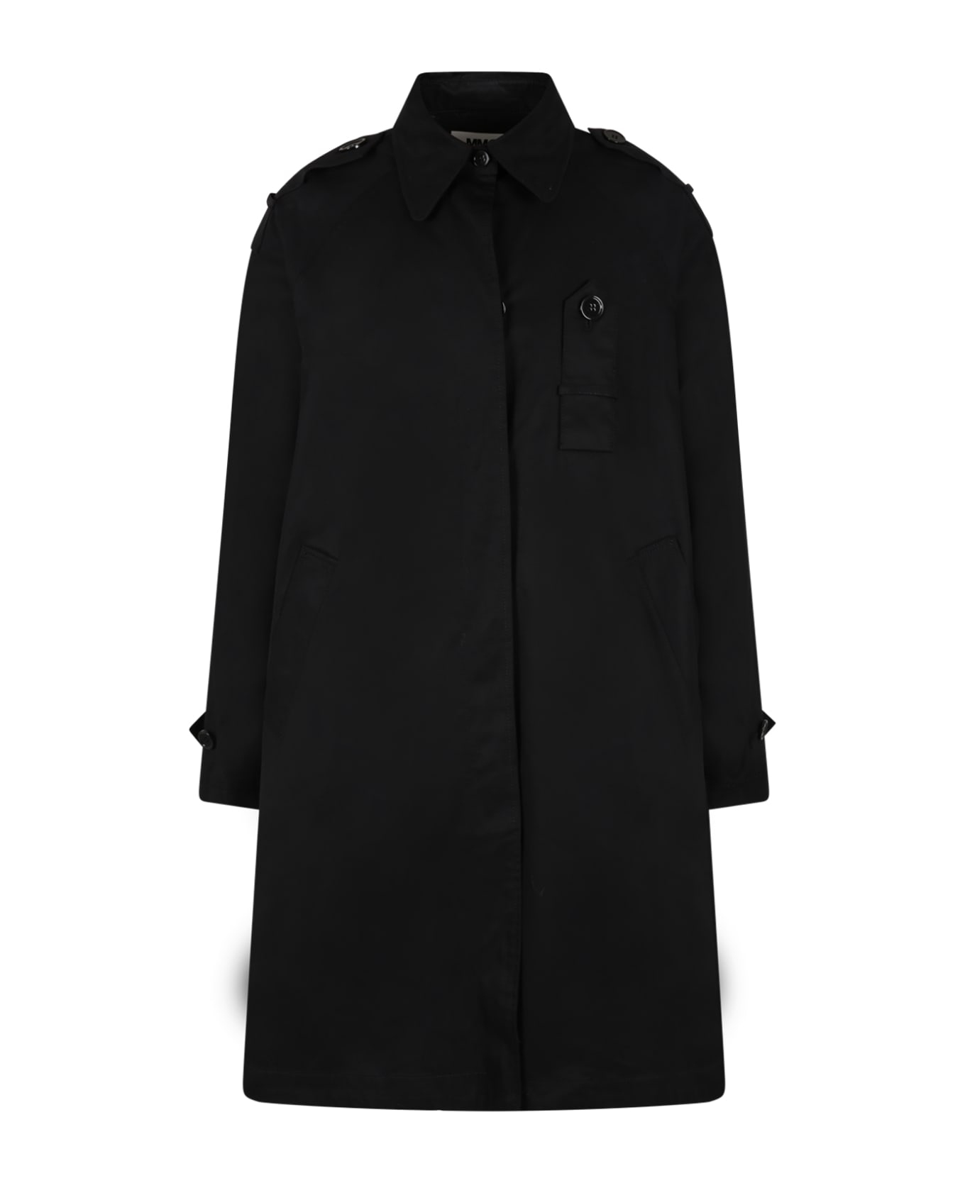 MM6 Maison Margiela Black Coat For Girl - Black コート＆ジャケット