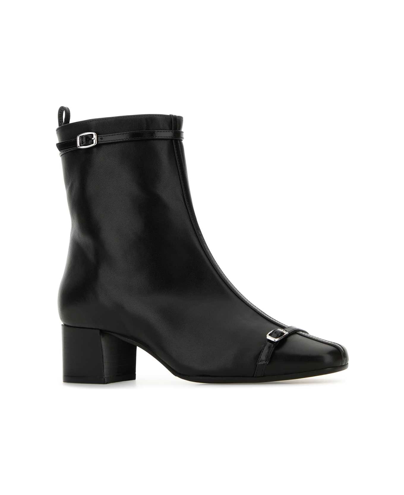 Carel Black Leather Start Ankle Boots - BLACK