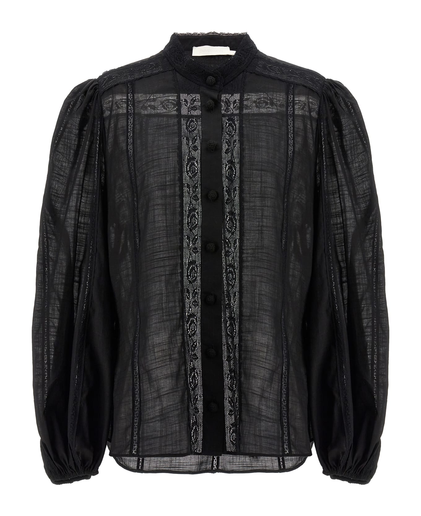Zimmermann 'halliday Lace Trim' Shirt - Black