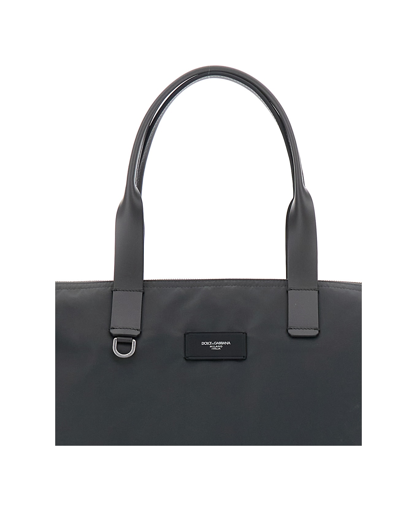 Dolce 
Gabbana Grey Tote Bag With Two Top Handles And Logo Plaque On The Front In Tech Fabric Man - Grey