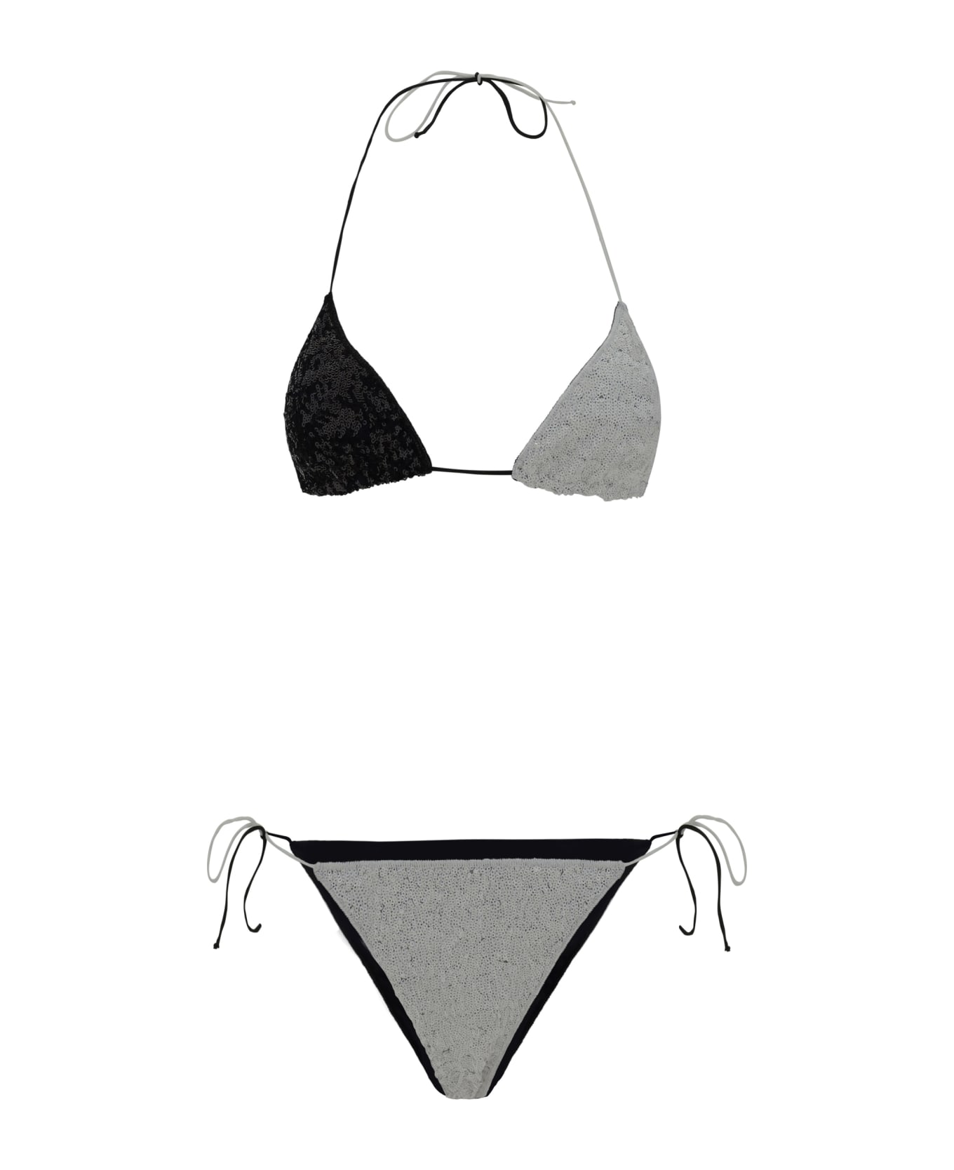 Oseree Paillettes Swimsuit - Black/white