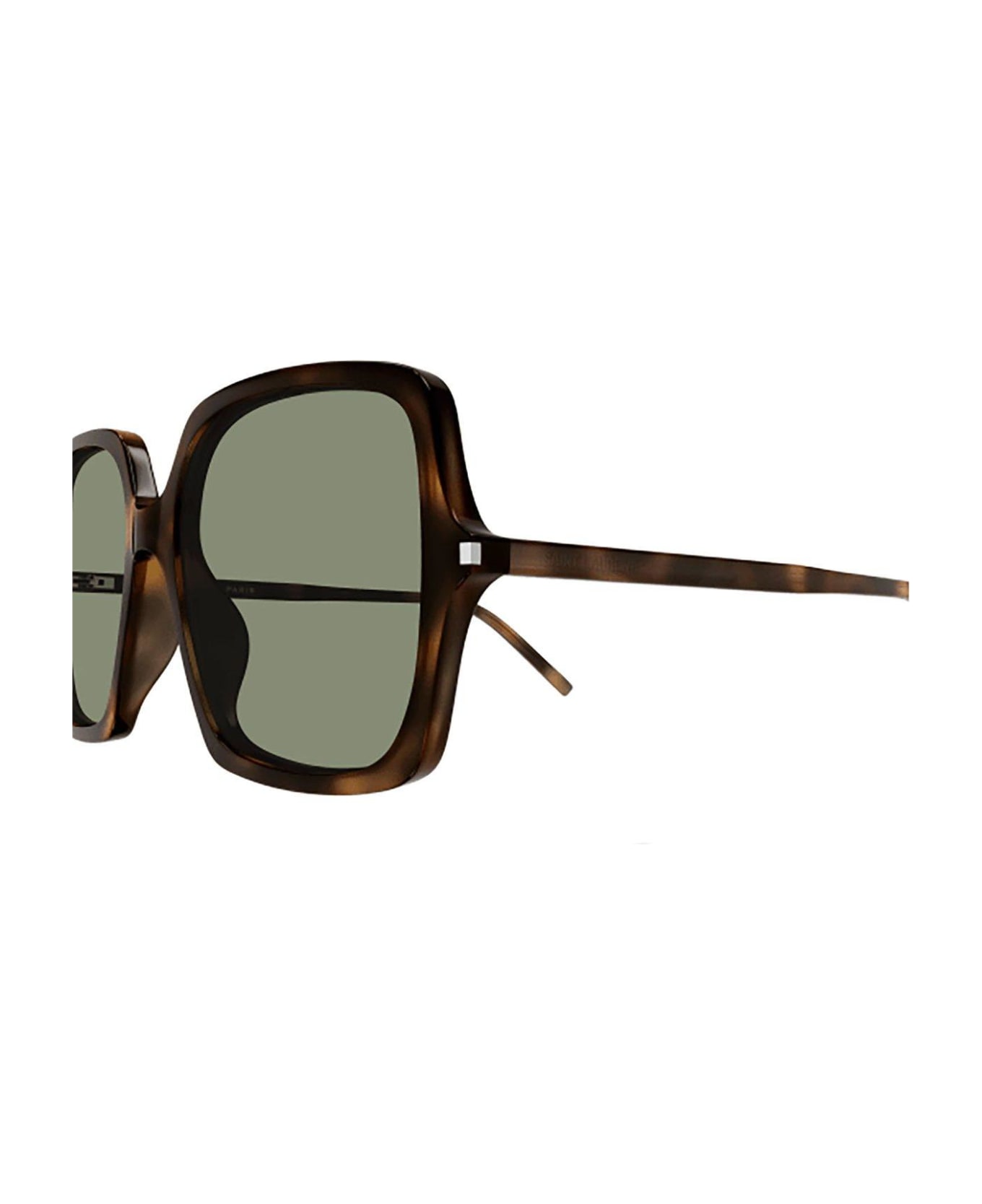 Saint Laurent Eyewear Square Frame Sunglasses - 002 havana havana green サングラス